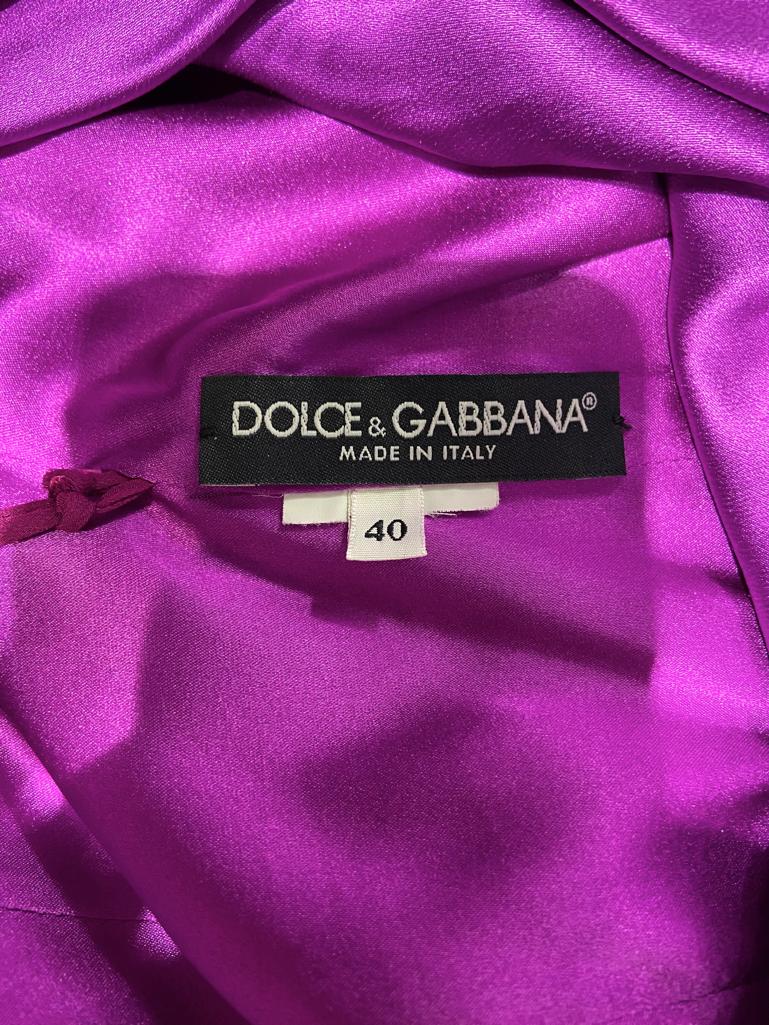 Silk purple draped cocktail dress Dolce & Gabbana  For Sale 1