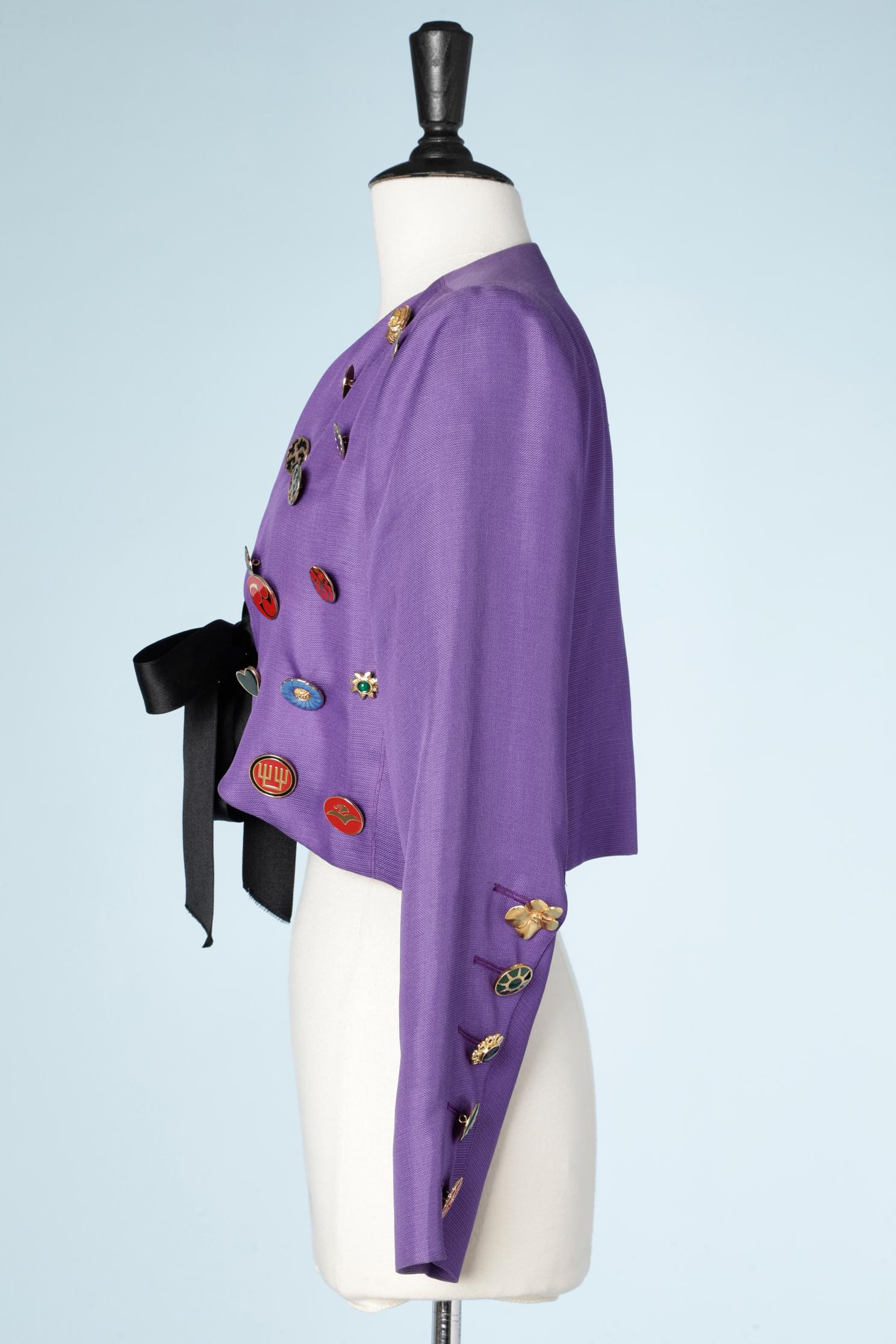 Silk purple  jacket with buttons embellishment Yves Saint Laurent Rive Gauche  1
