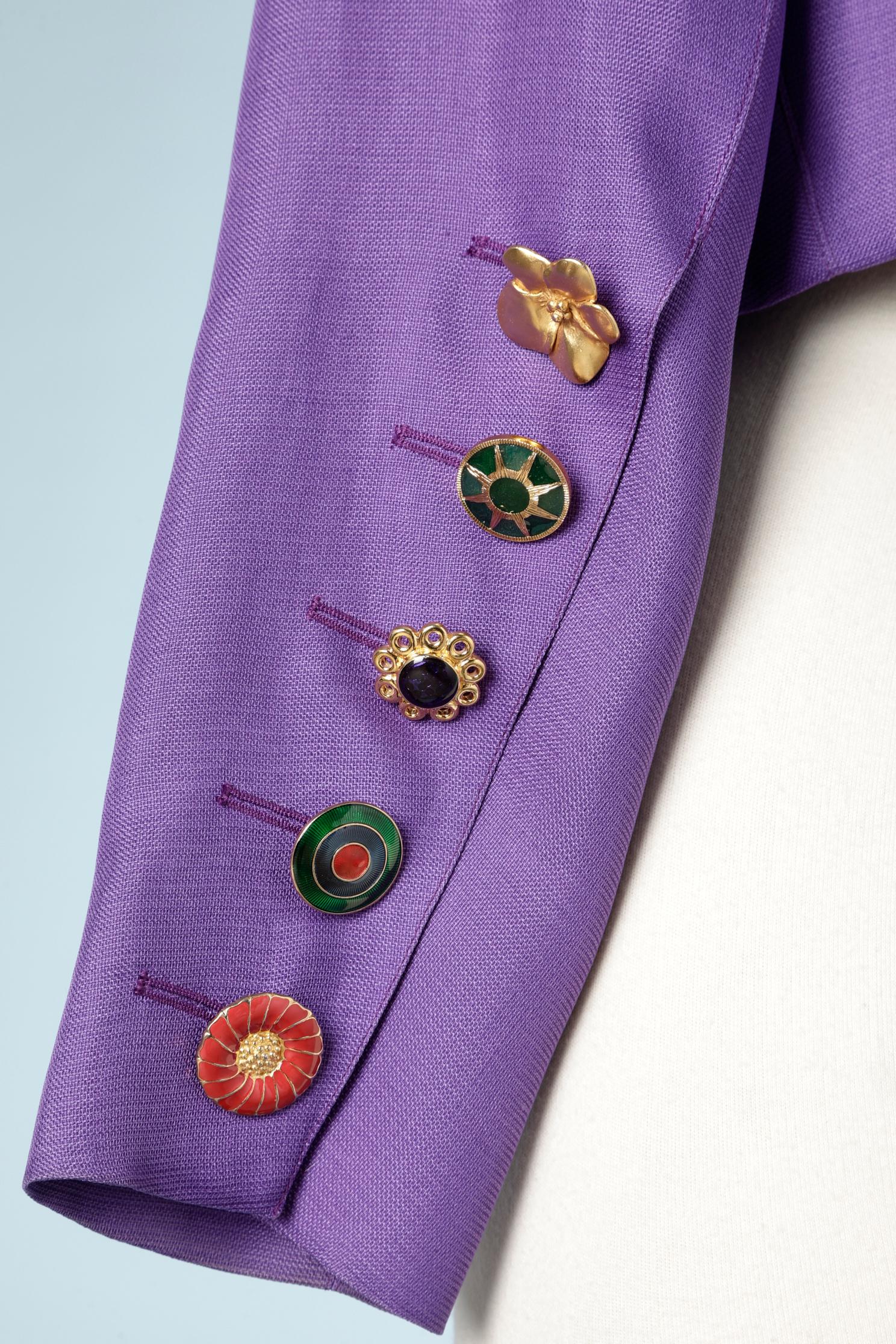 Silk purple  jacket with buttons embellishment Yves Saint Laurent Rive Gauche  2