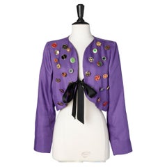 Silk purple  jacket with buttons embellishment Yves Saint Laurent Rive Gauche 