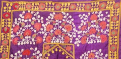 Silk Purple Suzani from Samarkand Uzbekistan, Early 20th C