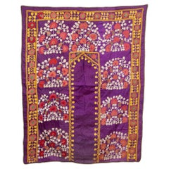 Suzani en soie violette de Samarkand, Ouzbékistan, début du 20e siècle
