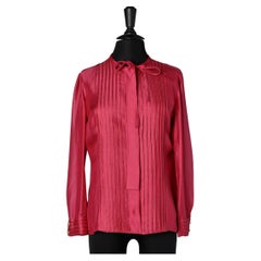 Silk raspberry shirt with bow Chanel Couture 
