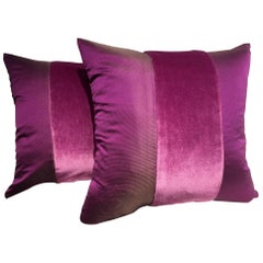 Silk Rep Cushions Mohair Centre Stripe Color Heather