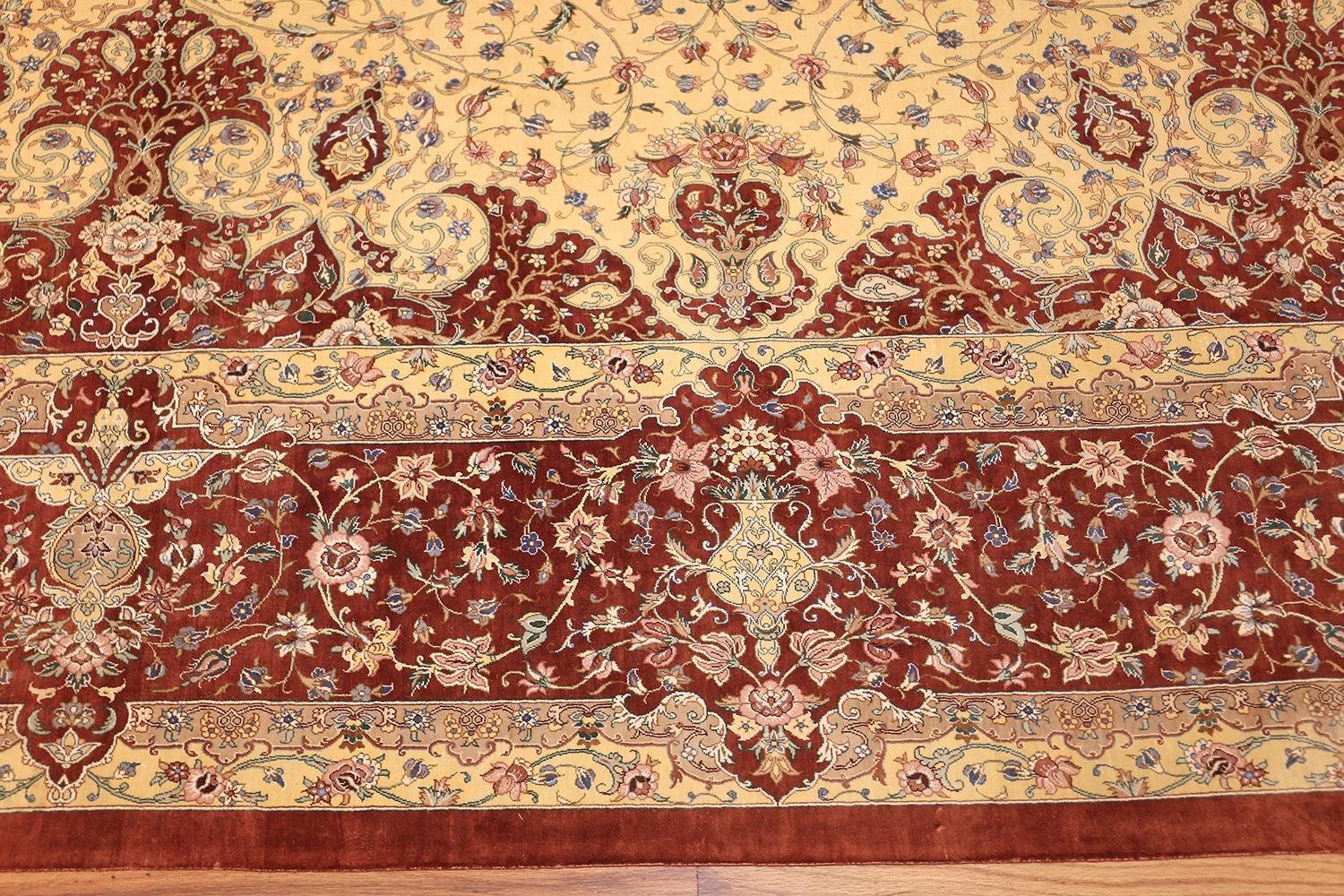 Silk Room Size Persian Qum Rug, Country of Origin / Rug Type: Modern Persian Rug, Circa date: Late 20th Century. Size: 9 ft 6 in x 13 ft 6 in (2.9 m x 4.11 m)

