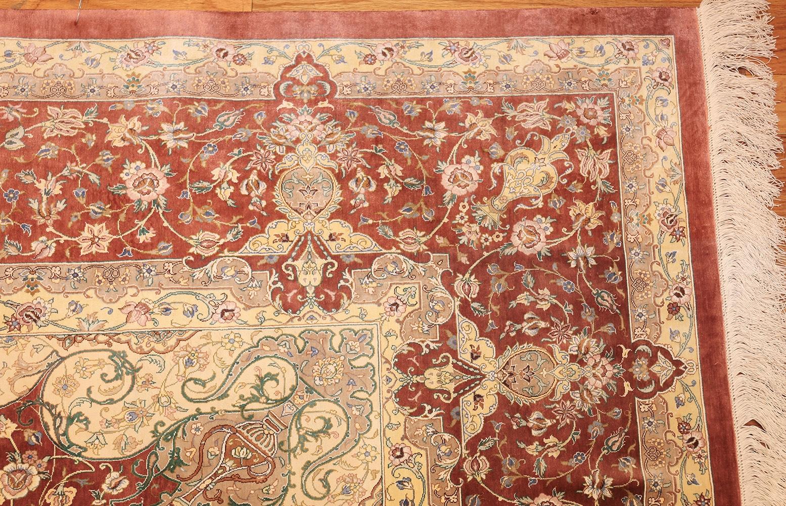 Tabriz Silk Persian Qum Rug. 9 ft 6 in x 13 ft 6 in For Sale