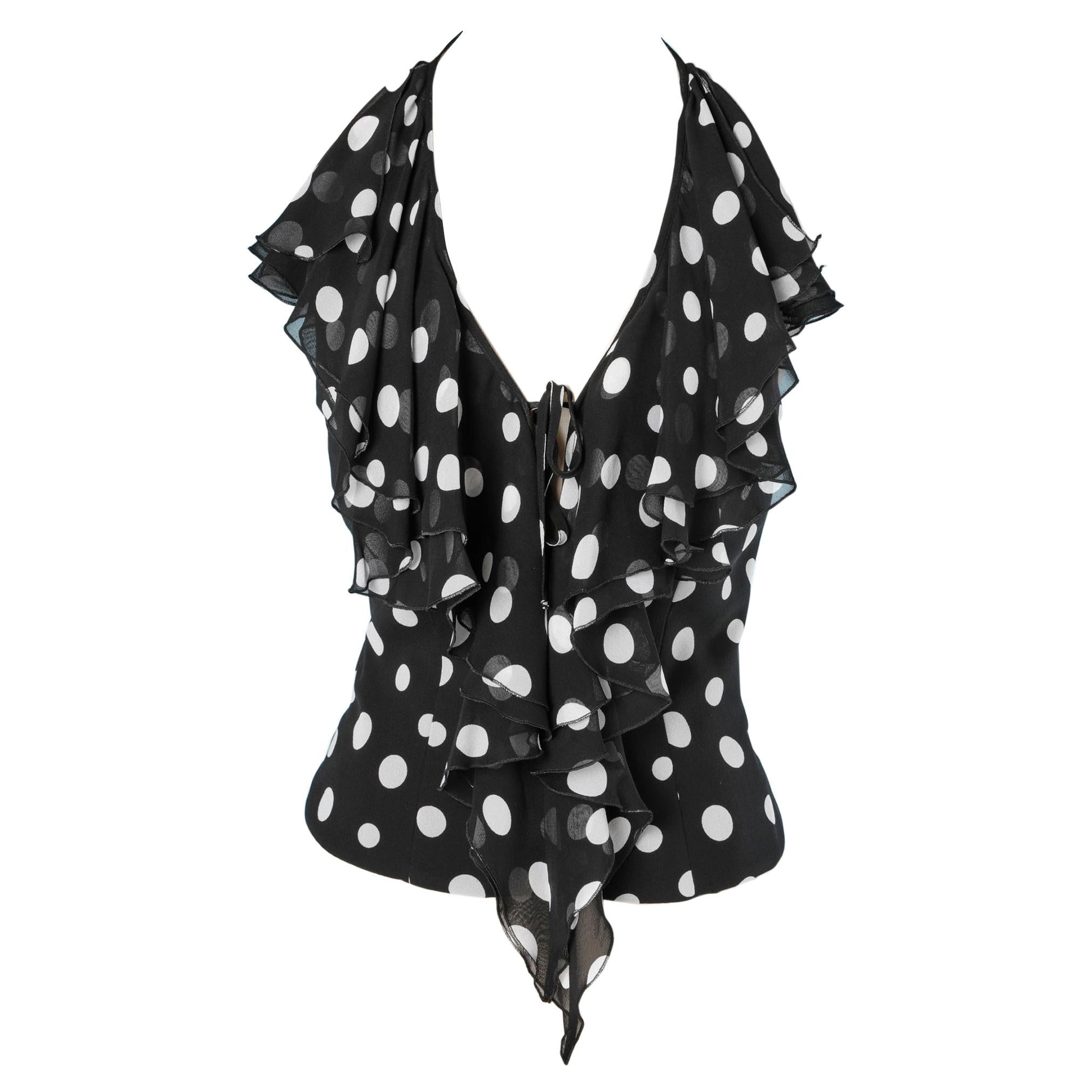 Silk ruffles polka -dot backless top Luisa Spagnoli 