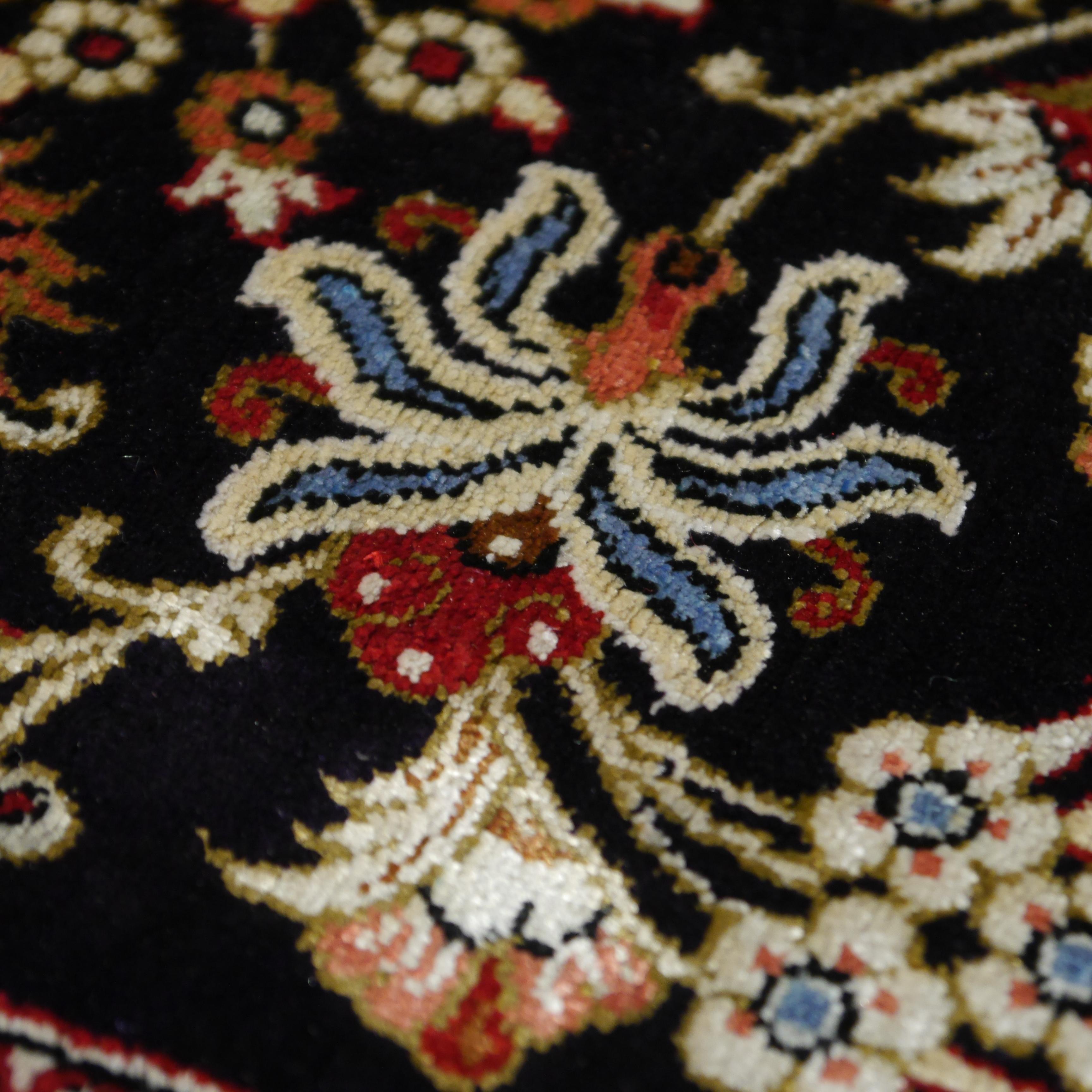 Silk Rug Blue Floral  Hand Knotted Djoharian Collection   For Sale 4