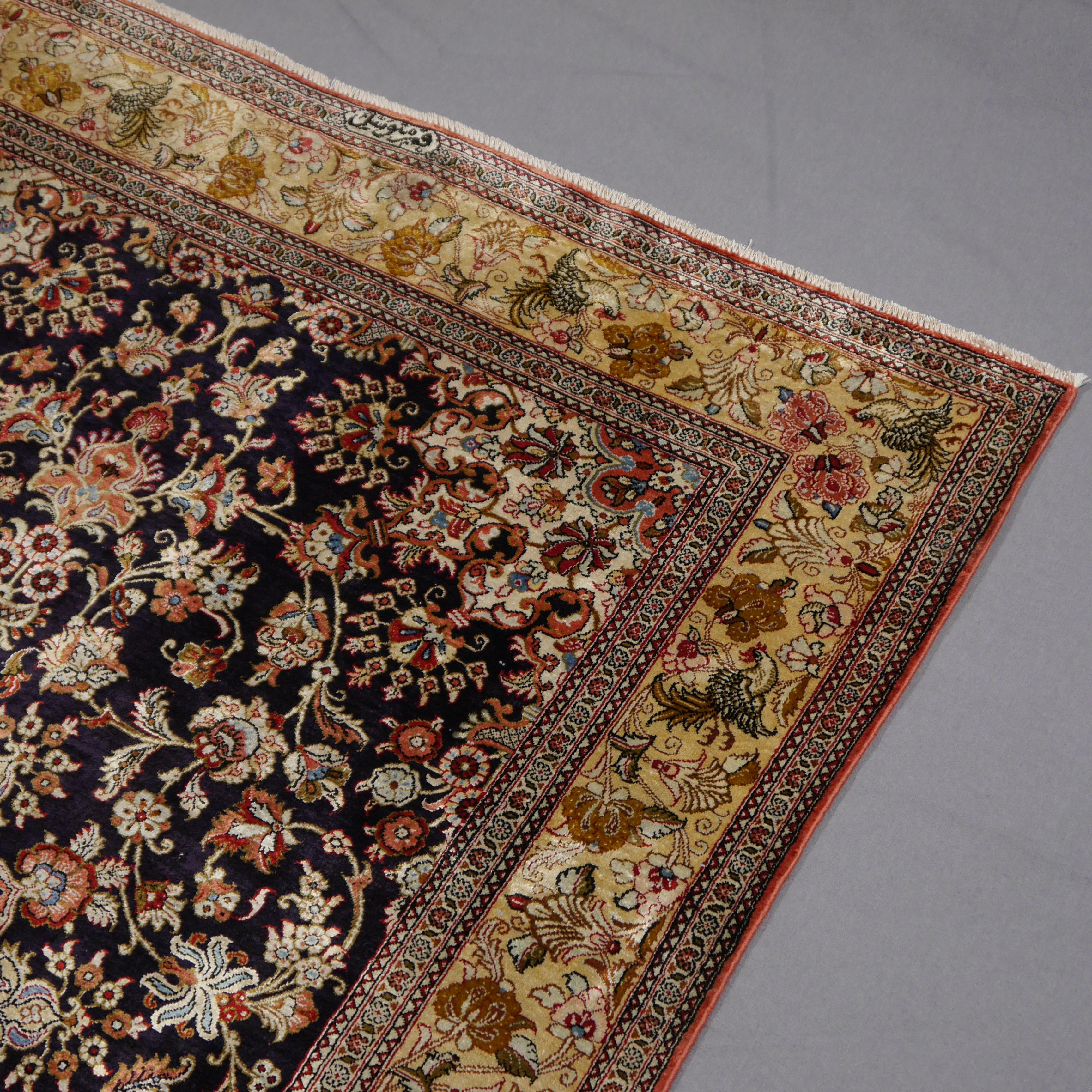 Silk Rug Blue Floral  Hand Knotted Djoharian Collection   In Good Condition For Sale In Lohr, Bavaria, DE