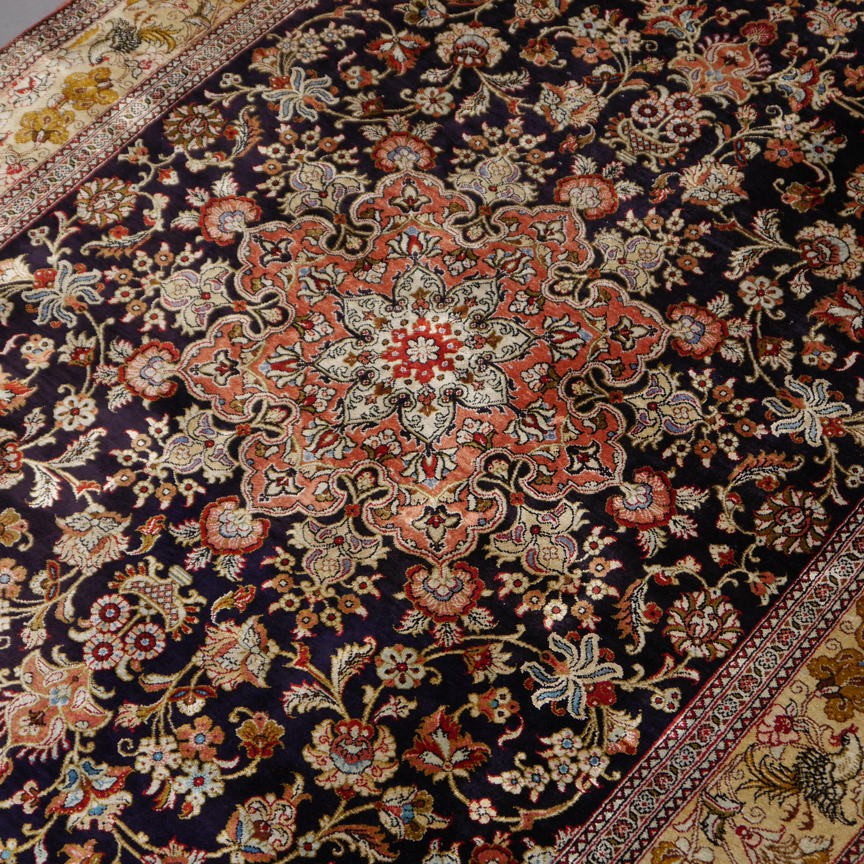 Silk Rug Blue Floral  Hand Knotted Djoharian Collection   For Sale 1