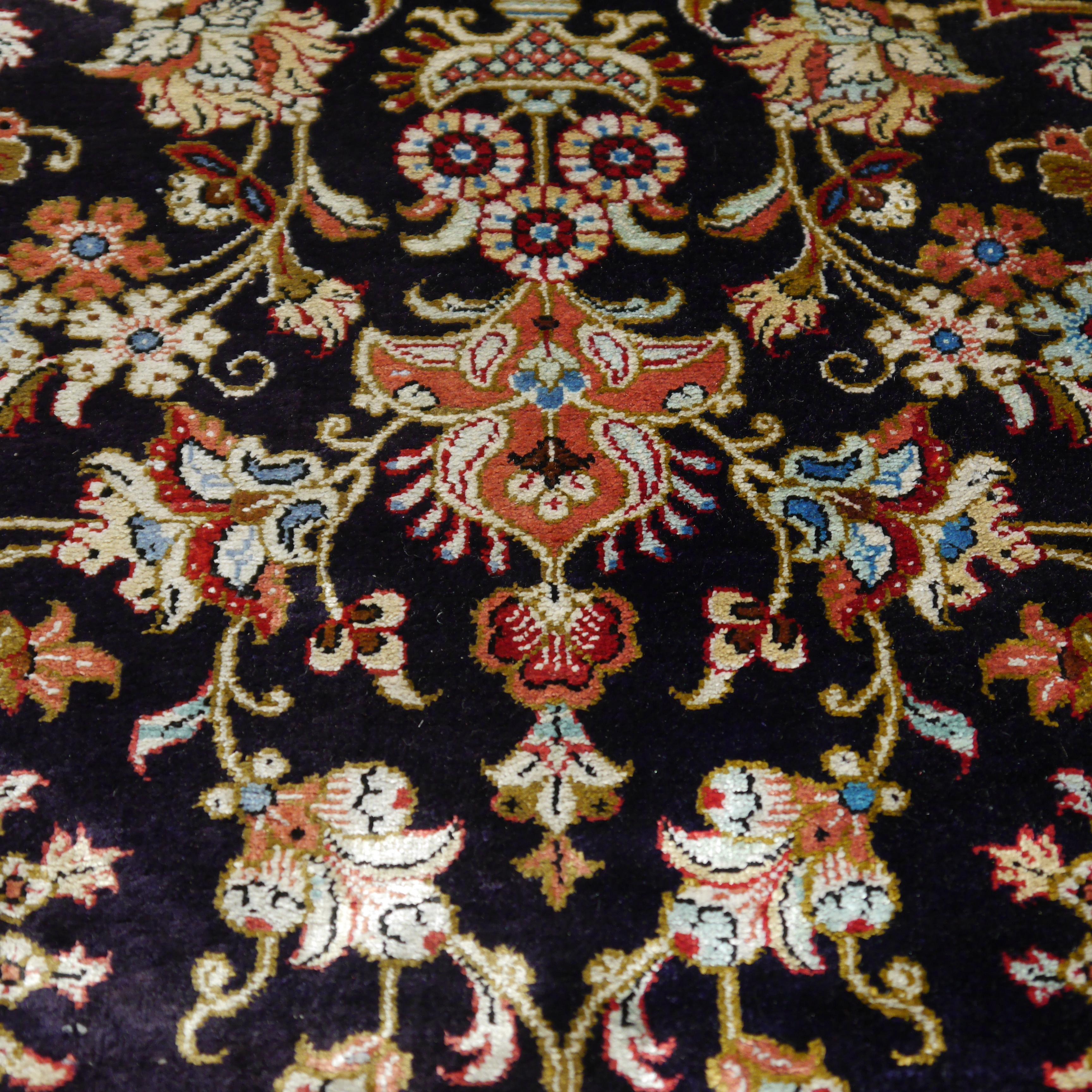 Silk Rug Blue Floral  Hand Knotted Djoharian Collection   For Sale 2