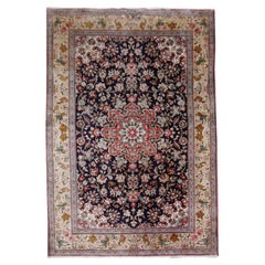 Silk Rug Blue Floral  Hand Knotted Djoharian Collection
