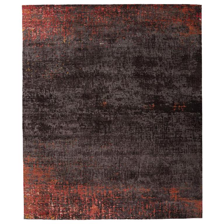 Silk Rug Handcrafted in Nepal "Safara" Africa Inspired by Walter Knoll For Sale