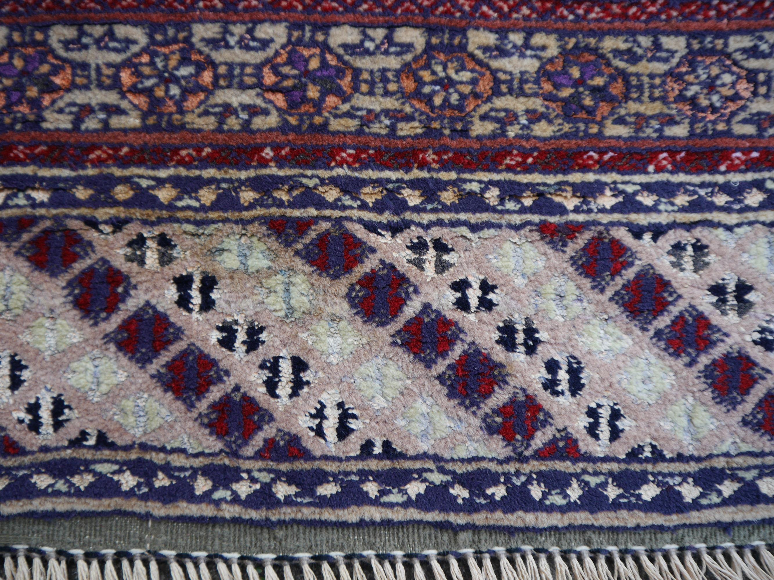 Part Silk Rug Hatchlou Engsi Tribal Vintage Carpet from Afghan Turkoman Tribe 1