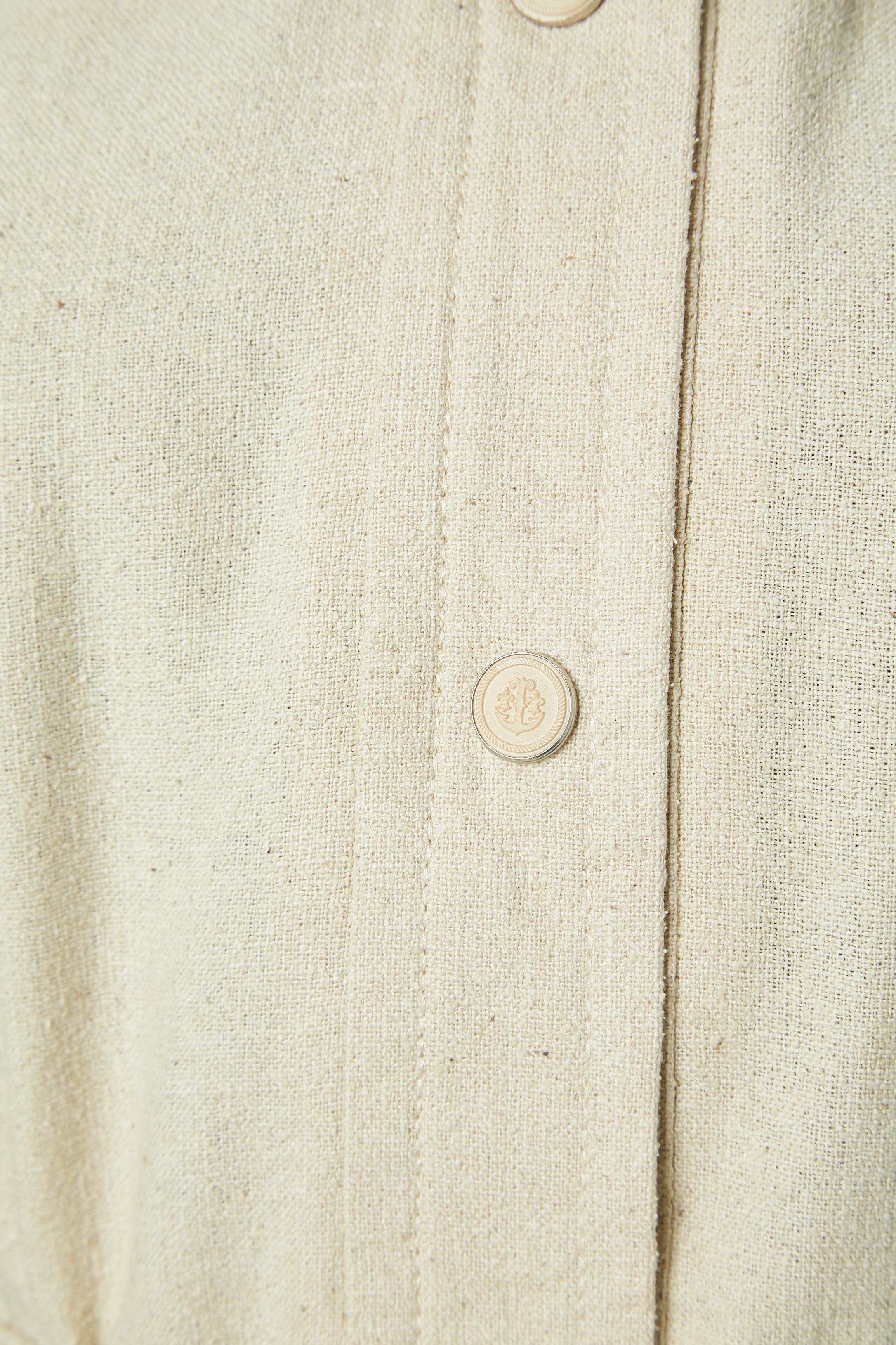 Seiden-Safari-Jacke aus Seide mit kurzen Ärmeln Ted Lapidus Boutique Haute-Couture  im Zustand „Hervorragend“ im Angebot in Saint-Ouen-Sur-Seine, FR