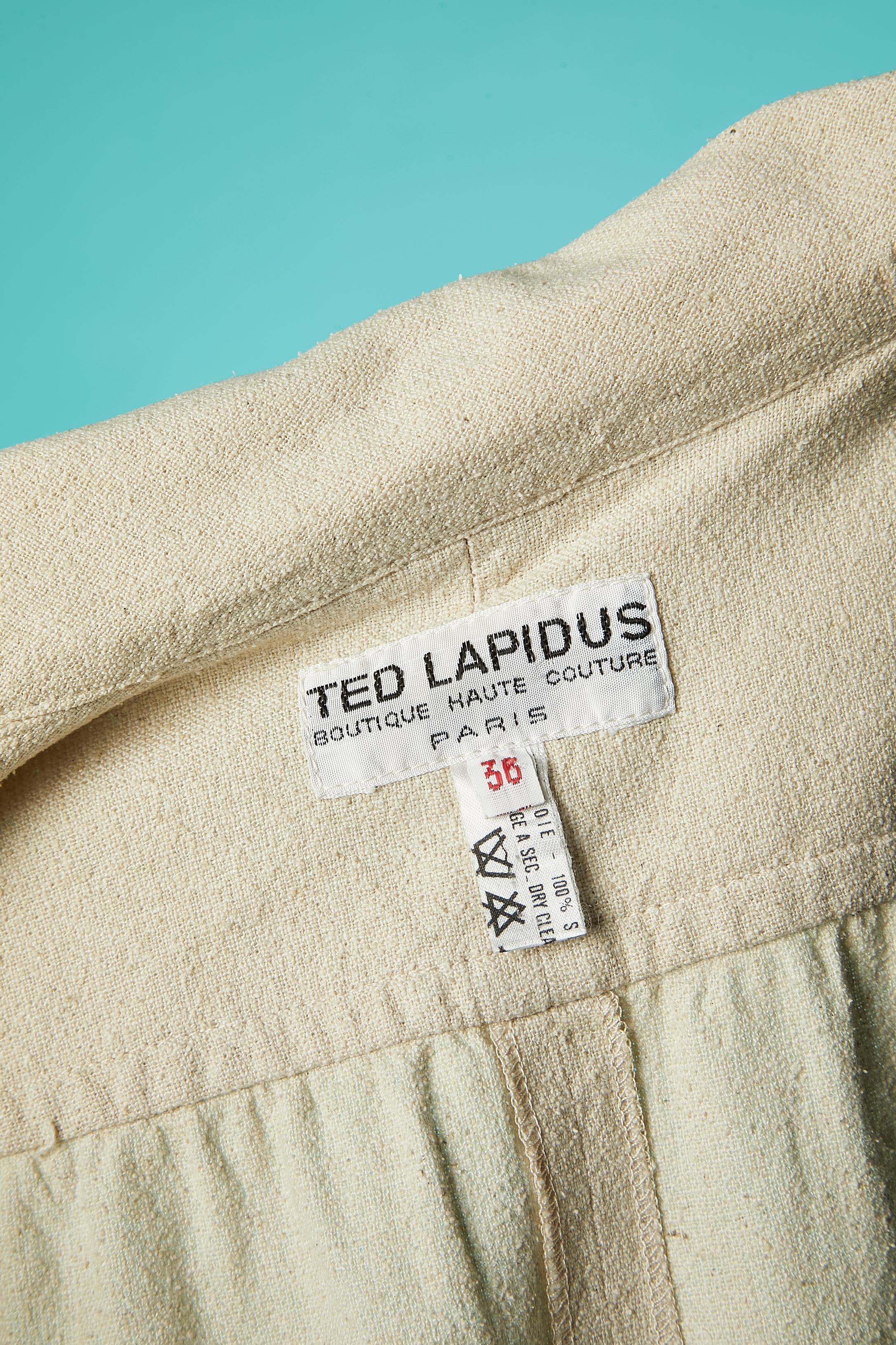 Seiden-Safari-Jacke aus Seide mit kurzen Ärmeln Ted Lapidus Boutique Haute-Couture  im Angebot 3
