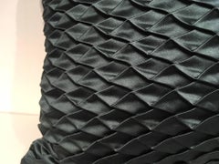 Silk Satin Cushion Pleated Small Opal Pattern Embossed Color Dark Emerald Green