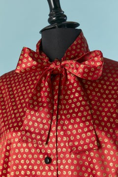 Silk satin shirt with gold leaves pattern and bow tie GIVENCHY Nouvelle Boutique