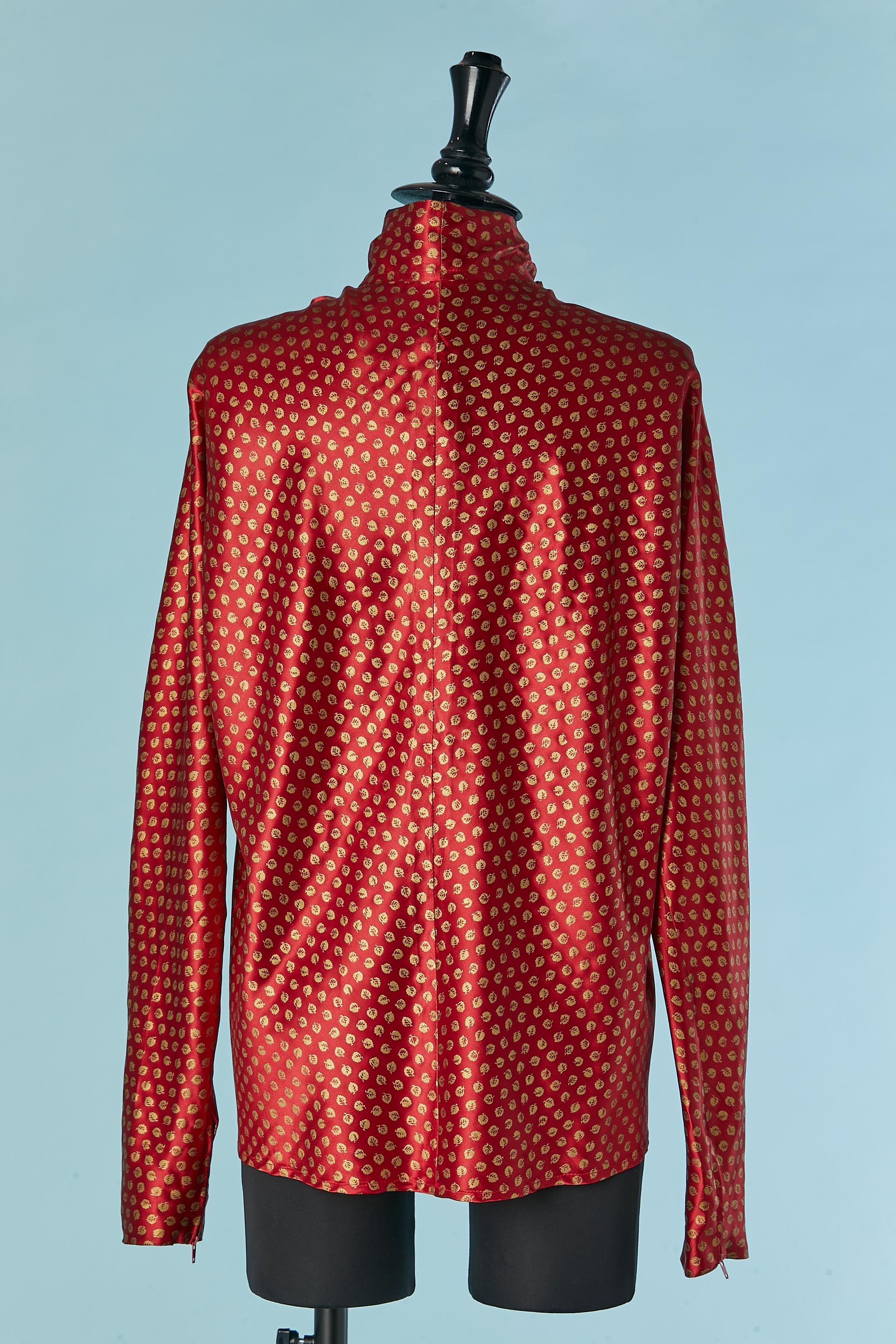Donna Camicia in raso di seta con motivo a foglie d'oro e papillon GIVENCHY Nouvelle Boutique in vendita