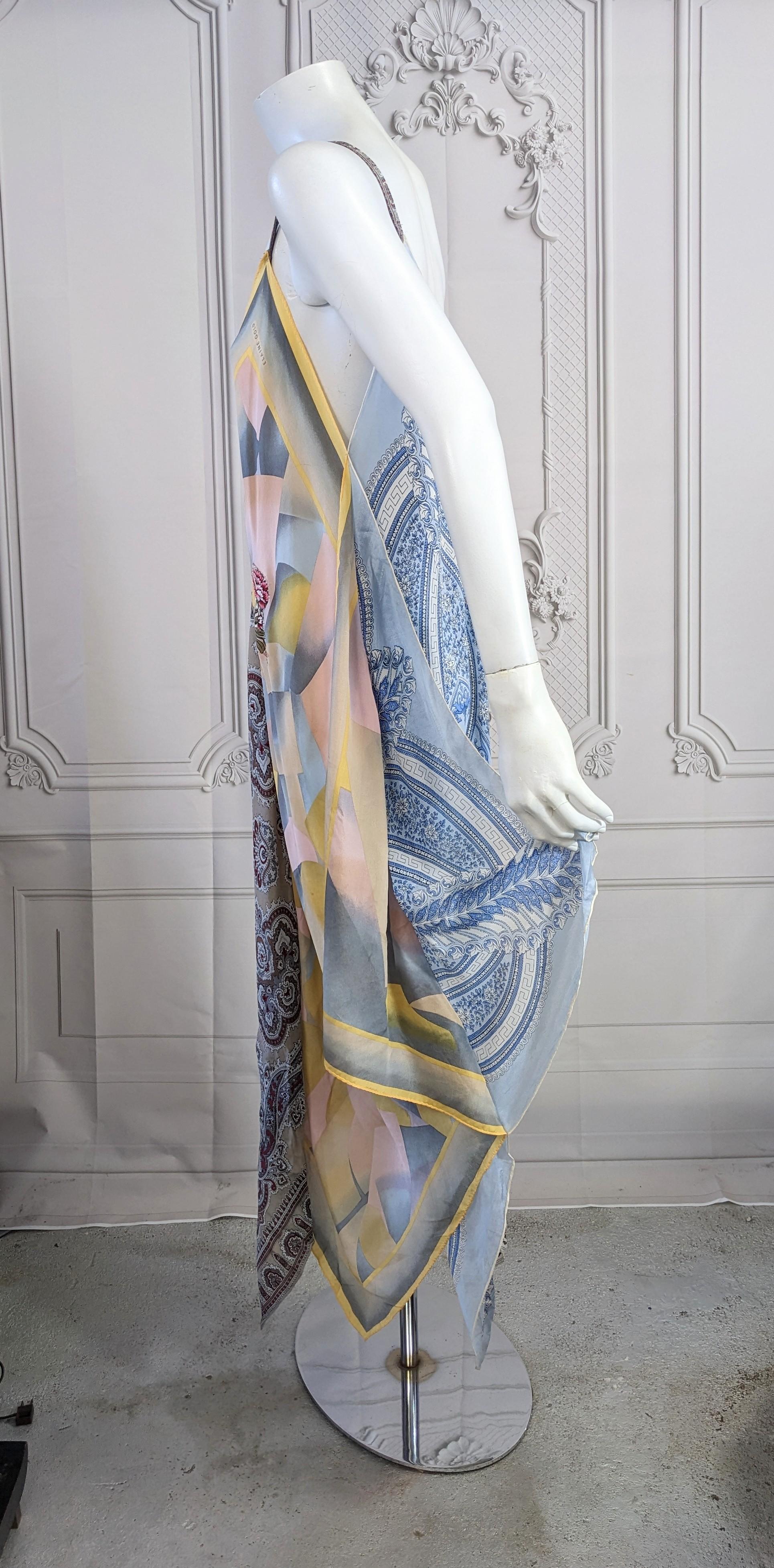 Gray Silk Scarf Point Dress, Elaine Gold For Sale
