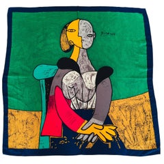 Vintage Silk Scarf Portrait of "Femme Assise" after Picasso