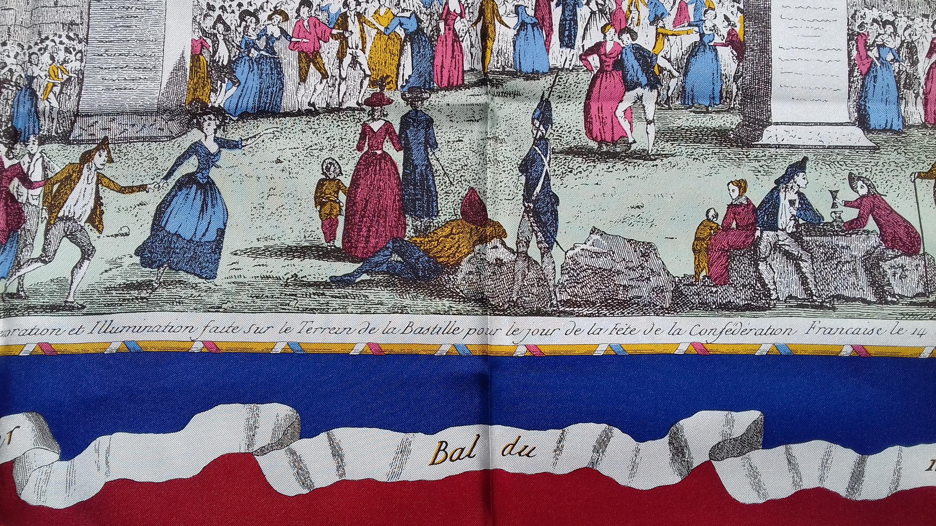 Gray Silk Scarf The First Ball of July 14 Bicentenary of the French Revolution 34 inc