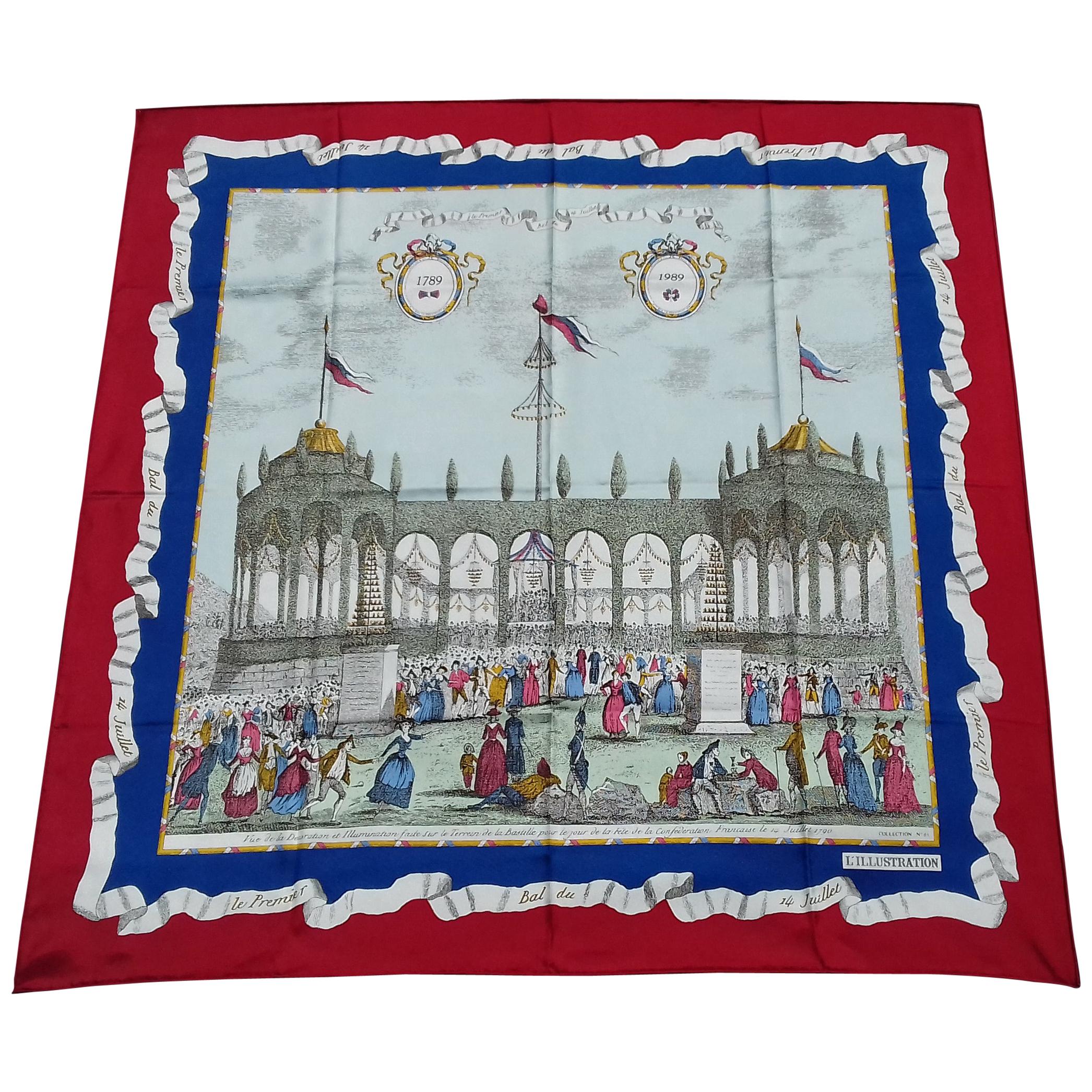 Silk Scarf The First Ball of July 14 Bicentenary of the French Revolution 34 inc