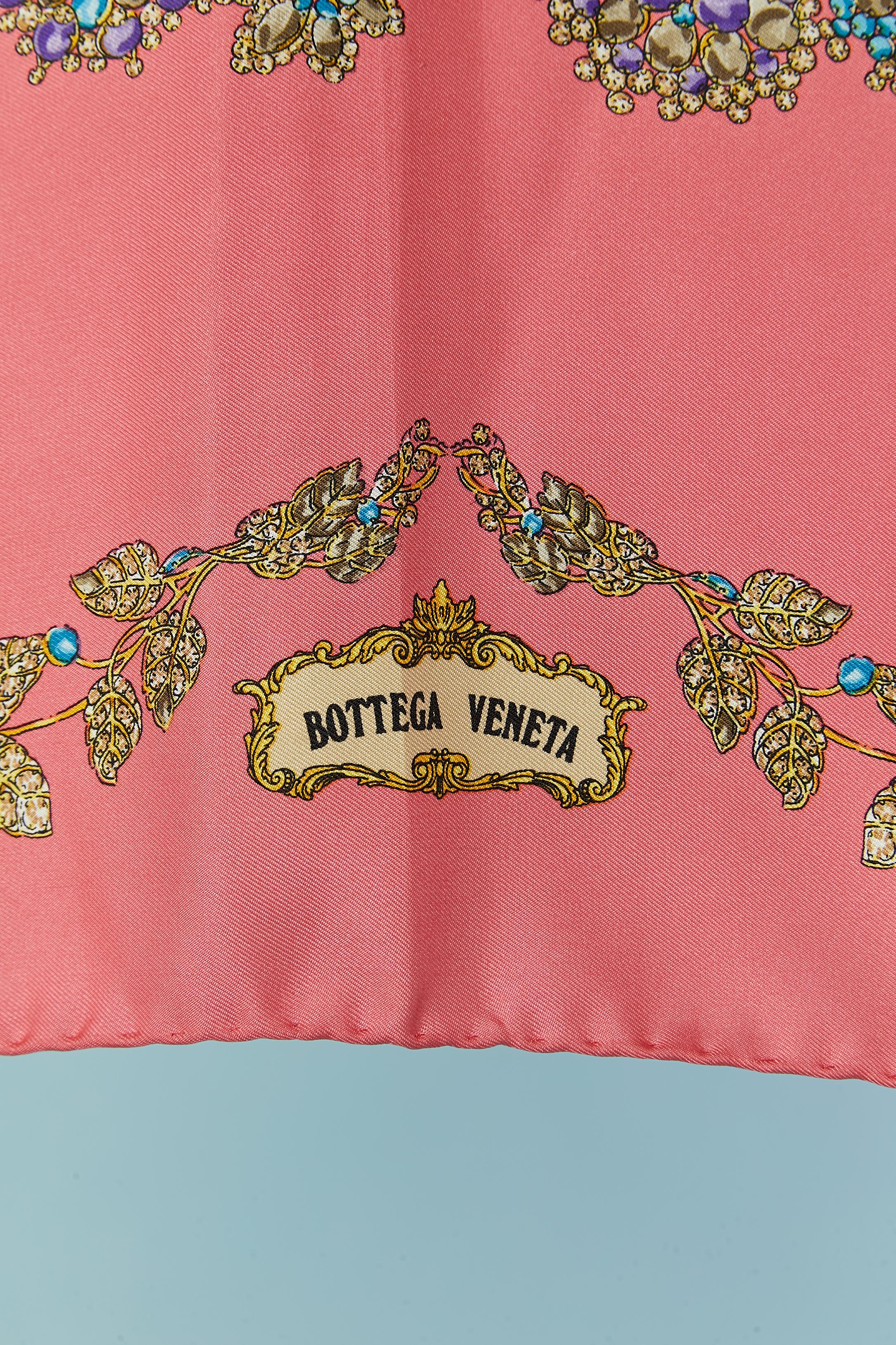 Silk scarf with precious stones and butterfly print. 
SIZE 88 cm X 90cm 