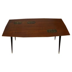 Silk-Screened Wooden Coffe Table, Italy, 1960s