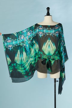 Silk see-through printed tunics with fabric belt Roberto Cavalli