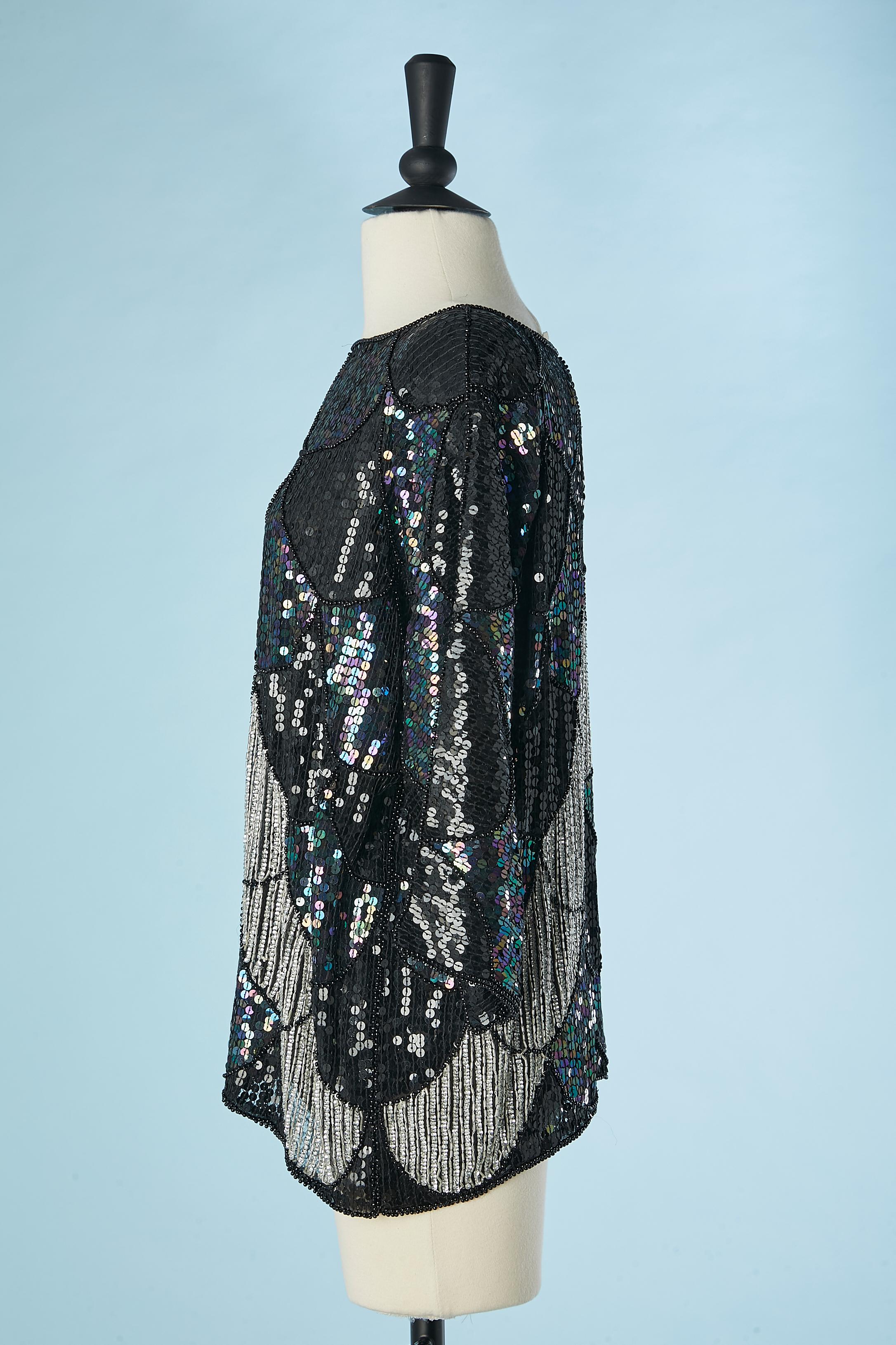 Top en soie avec paillettes et perles Niki Line Excellent état - En vente à Saint-Ouen-Sur-Seine, FR