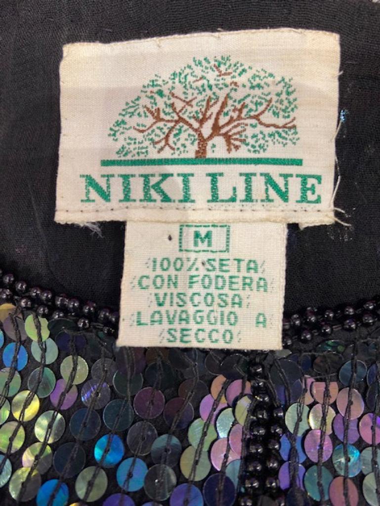 Top en soie avec paillettes et perles Niki Line en vente 1
