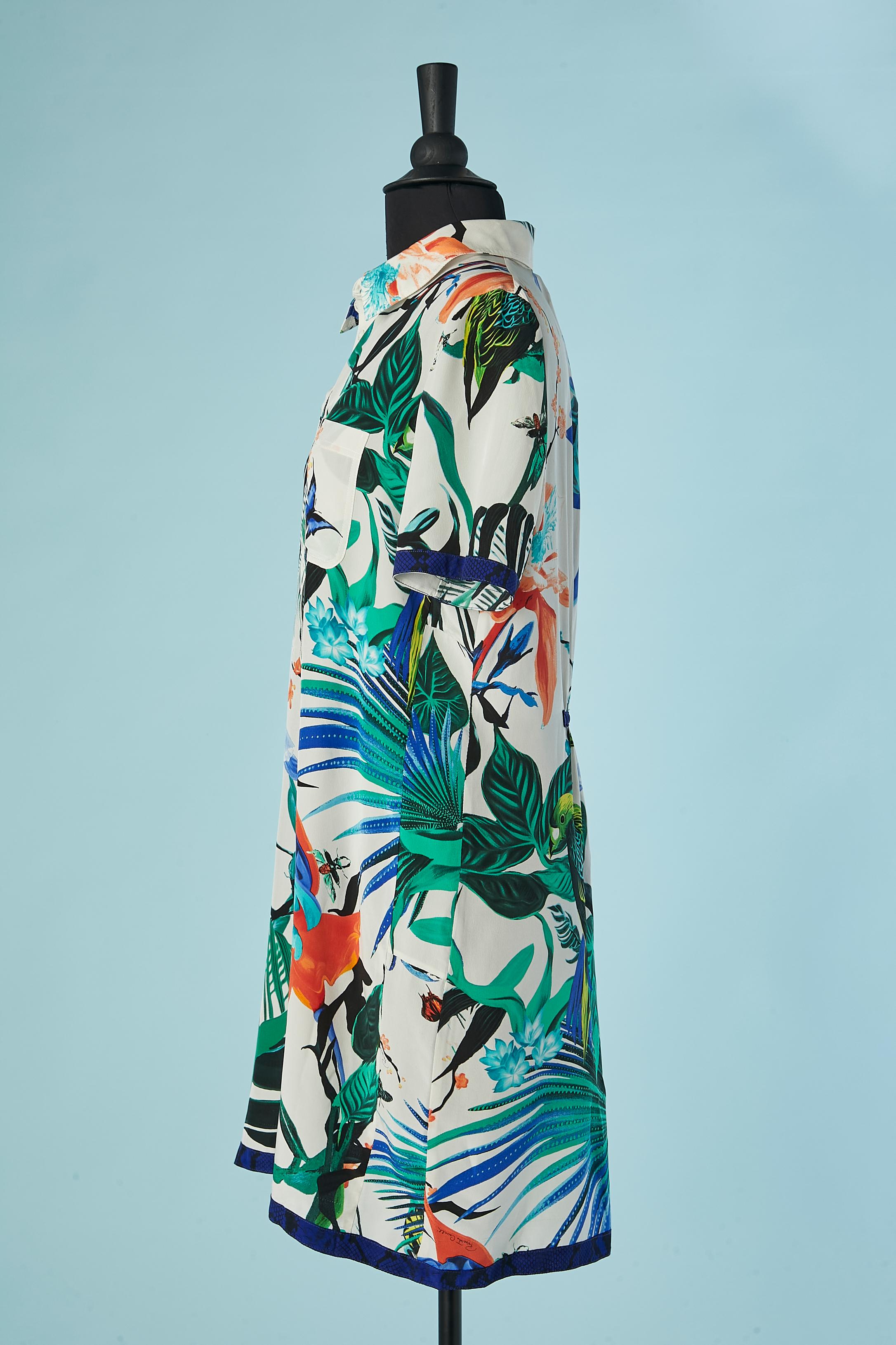 Robe-polo en soie à imprimé jungle ROBERTO CAVALLI New Pour femmes en vente