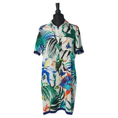 Hemd-Polo-Kleid aus Seide mit Dschungel-Print ROBERTO CAVALLI New