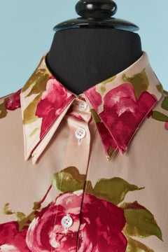 Silk shirt with flower print and double collar ESCADA