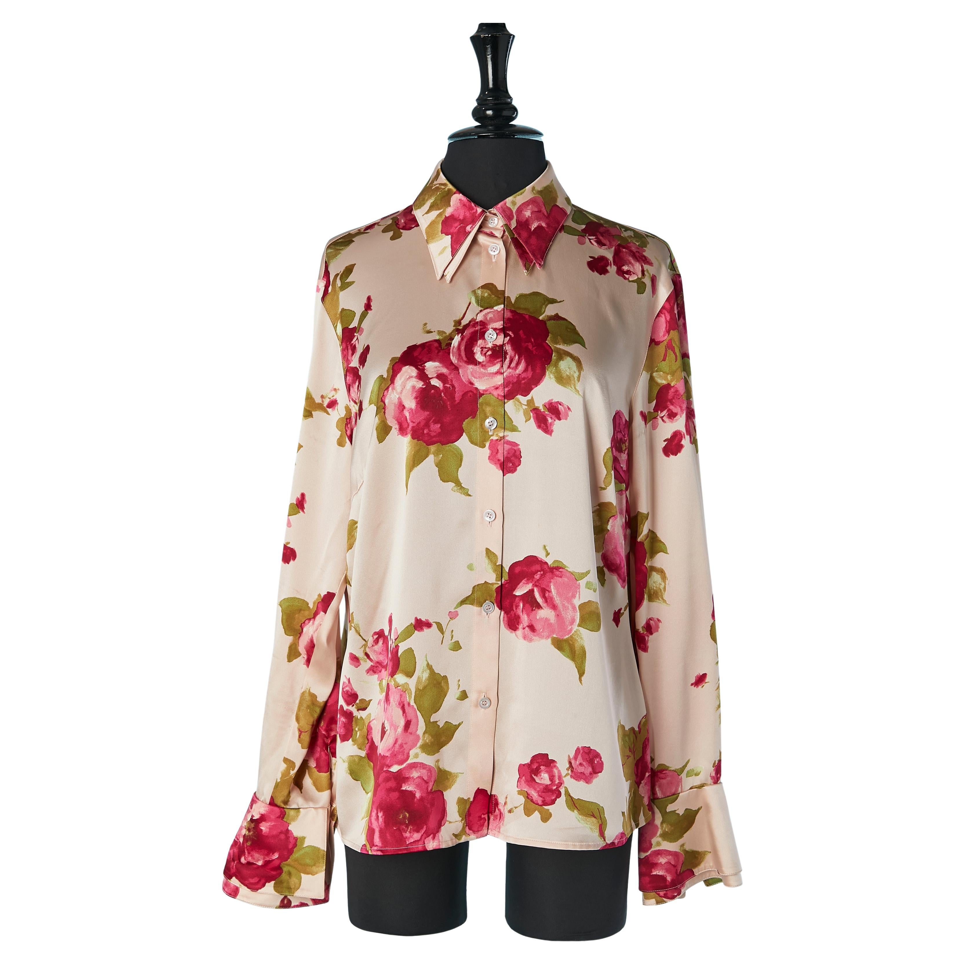 Silk shirt with flower print and double collar ESCADA in vendita