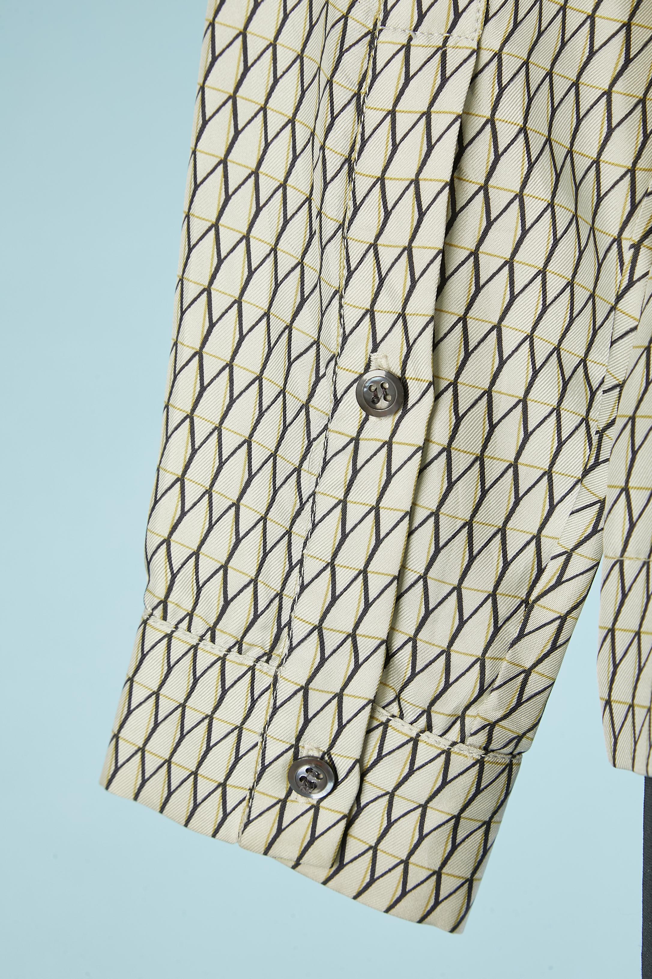 Gray Silk shirt with graphic printed pattern Yves Saint Laurent Rive Gauche 