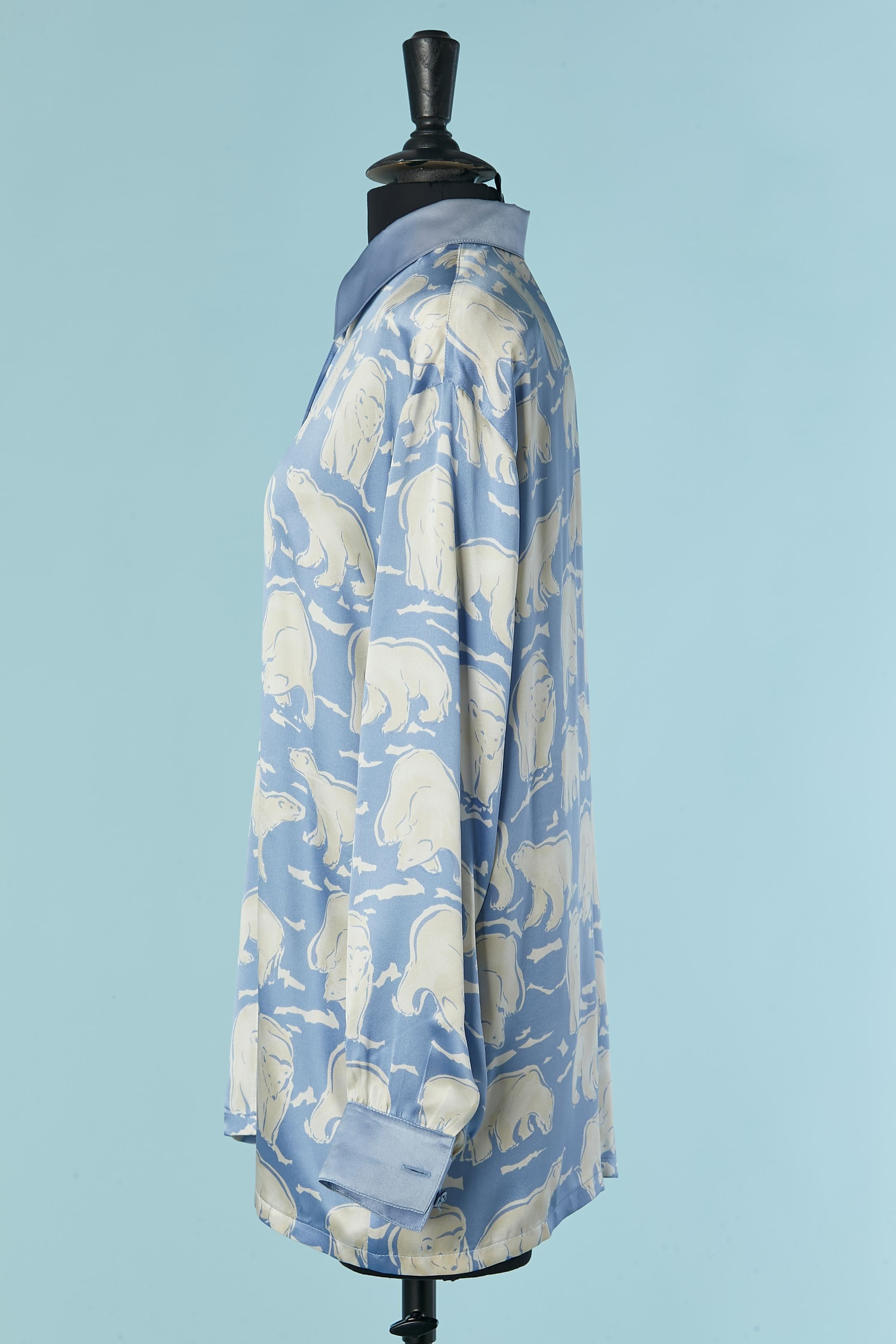 Silk shirt with polar bear print Escada by Margaretha Ley In Excellent Condition For Sale In Saint-Ouen-Sur-Seine, FR