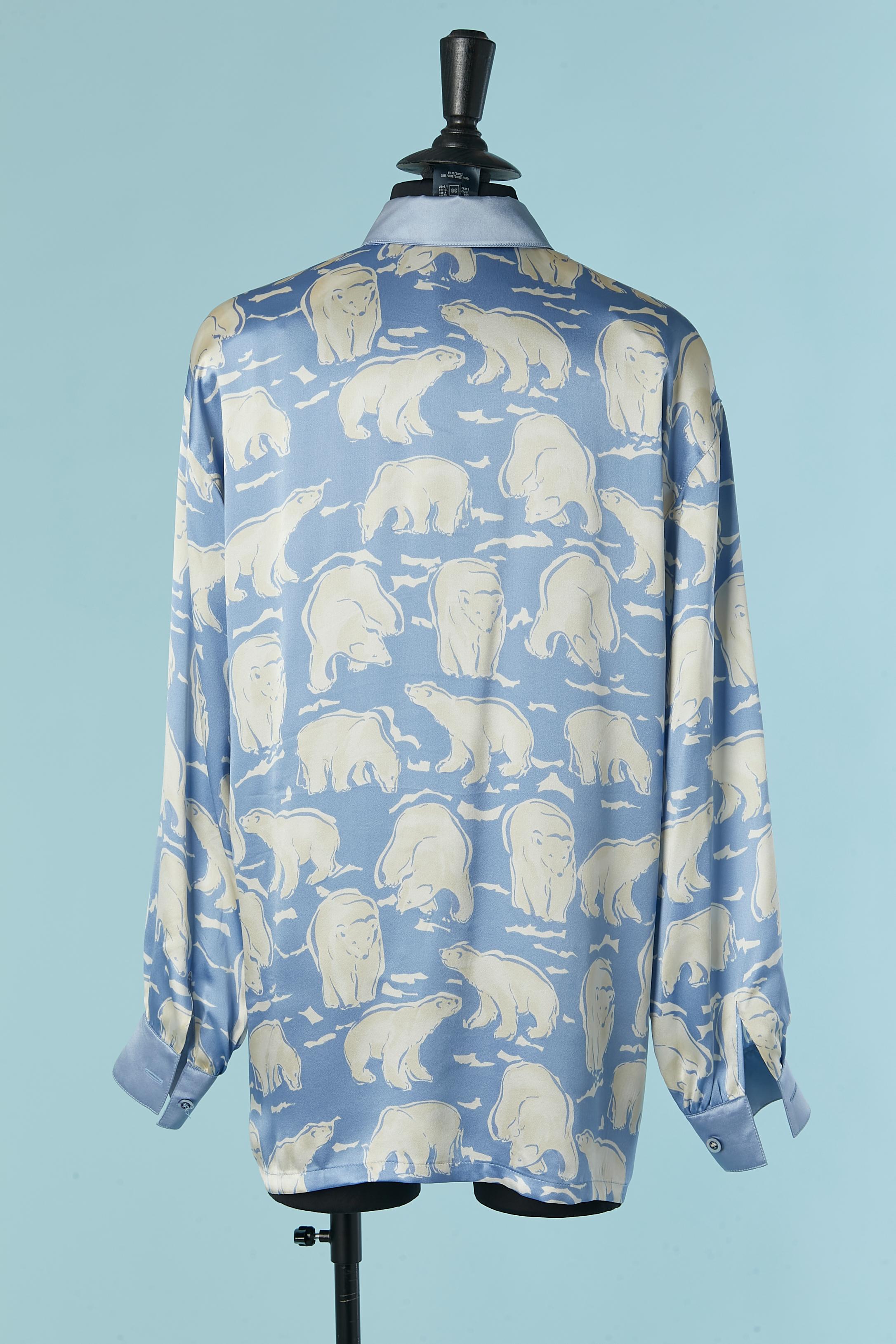 Women's or Men's Silk shirt with polar bear print Escada by Margaretha Ley For Sale