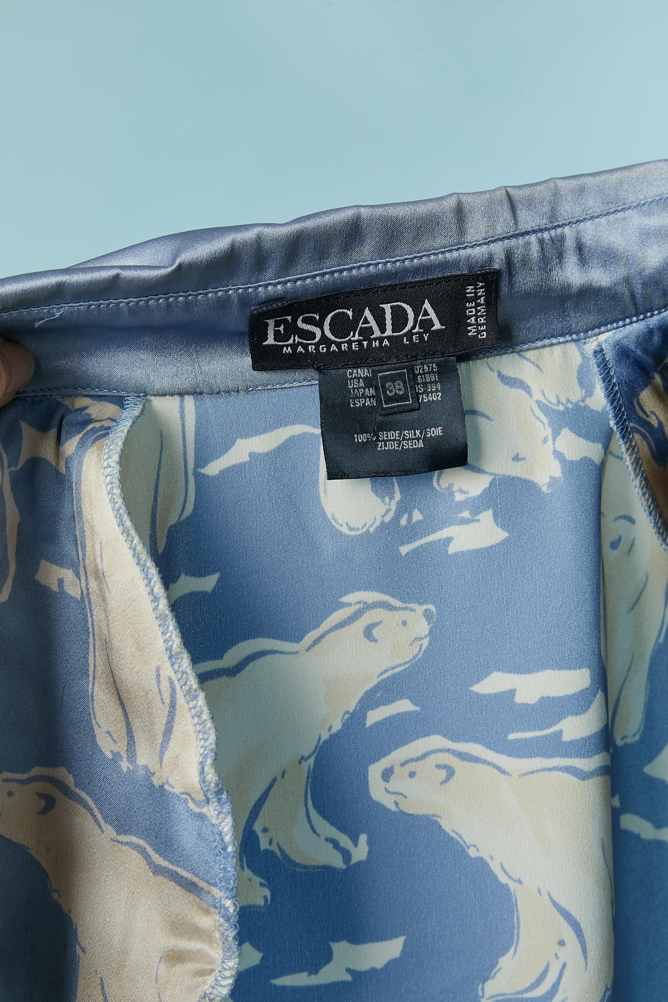 Silk shirt with polar bear print Escada by Margaretha Ley For Sale 1