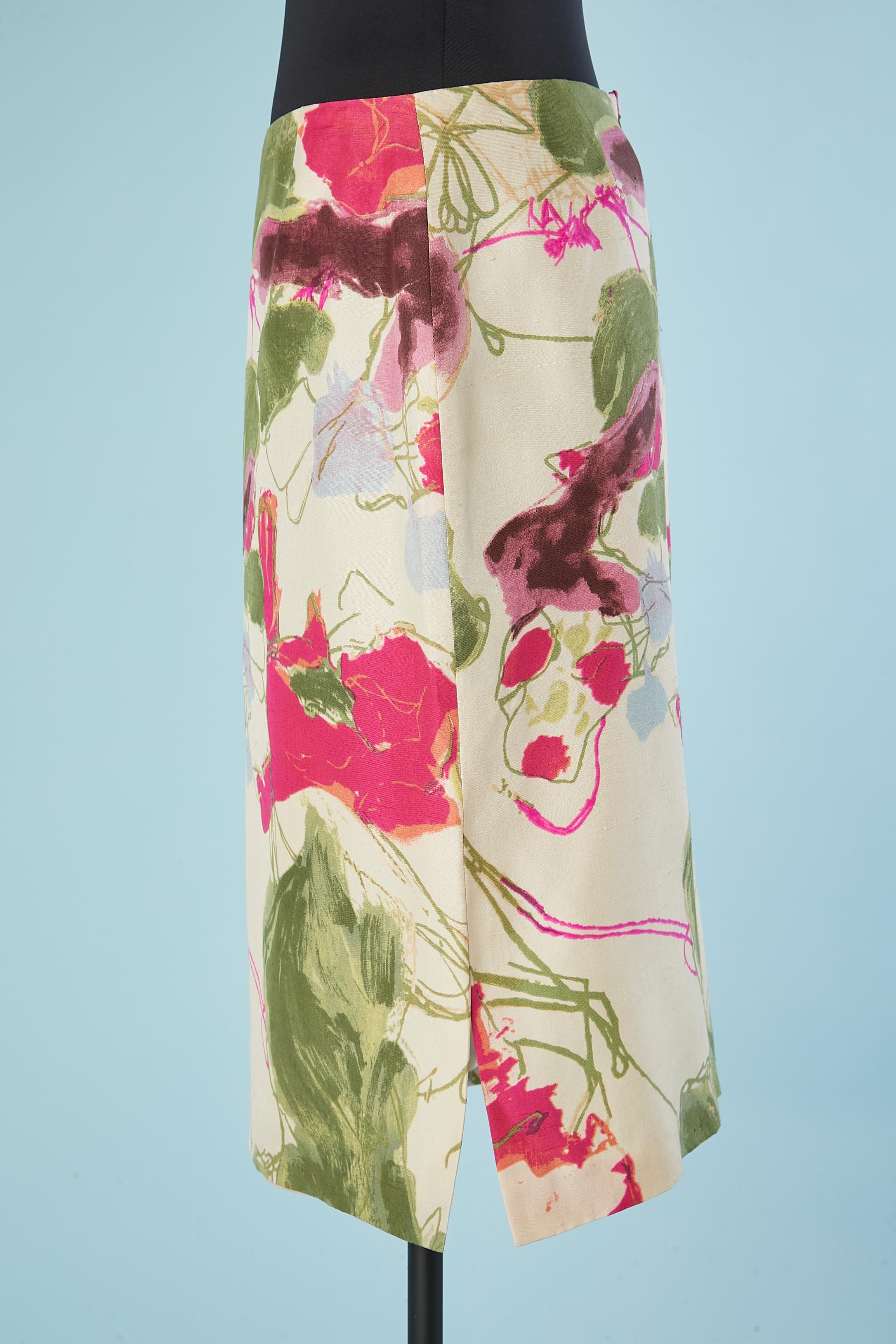 Beige Silk skirt with abstract print Christian Lacroix Bazar  For Sale