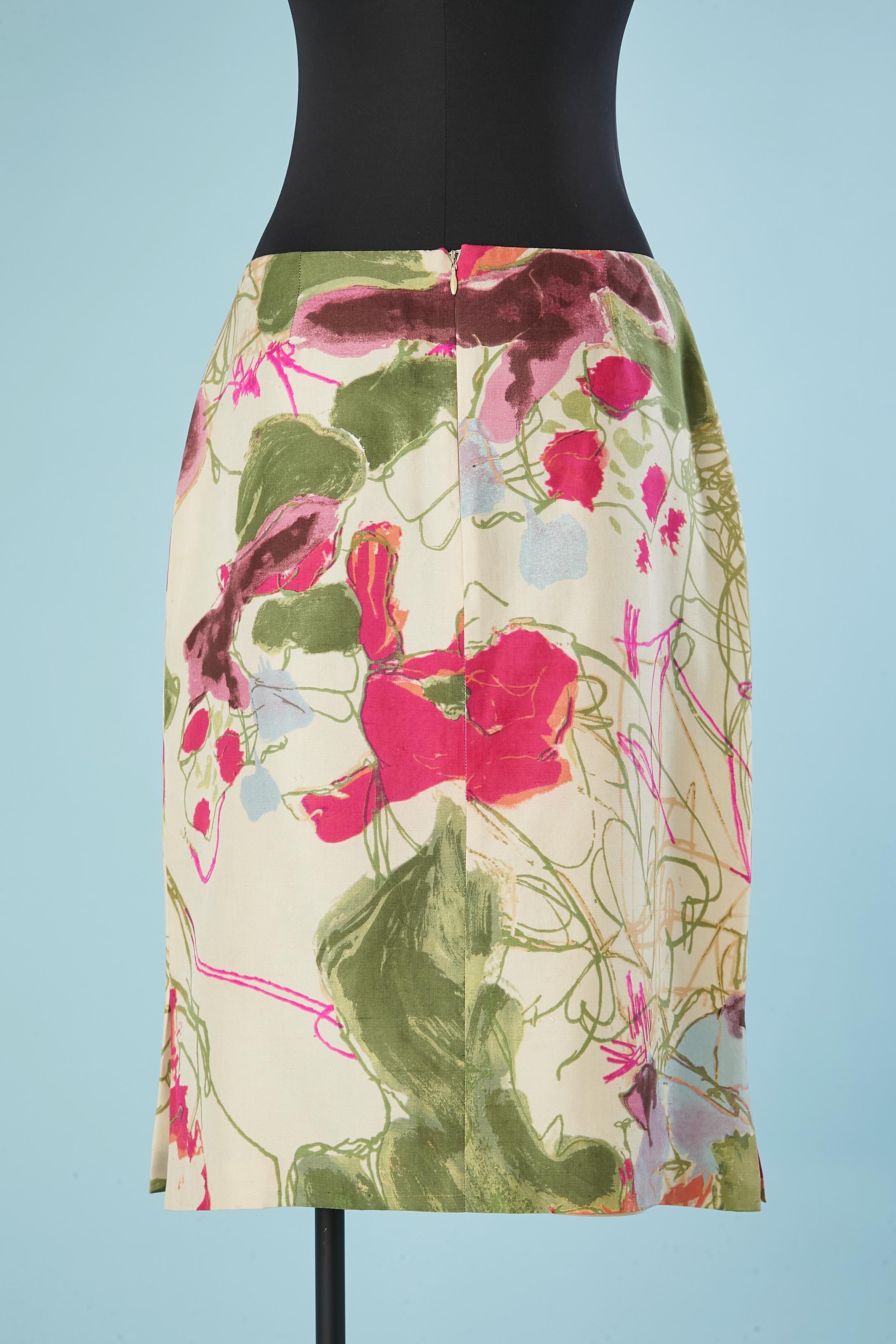 Silk skirt with abstract print Christian Lacroix Bazar  In Excellent Condition For Sale In Saint-Ouen-Sur-Seine, FR