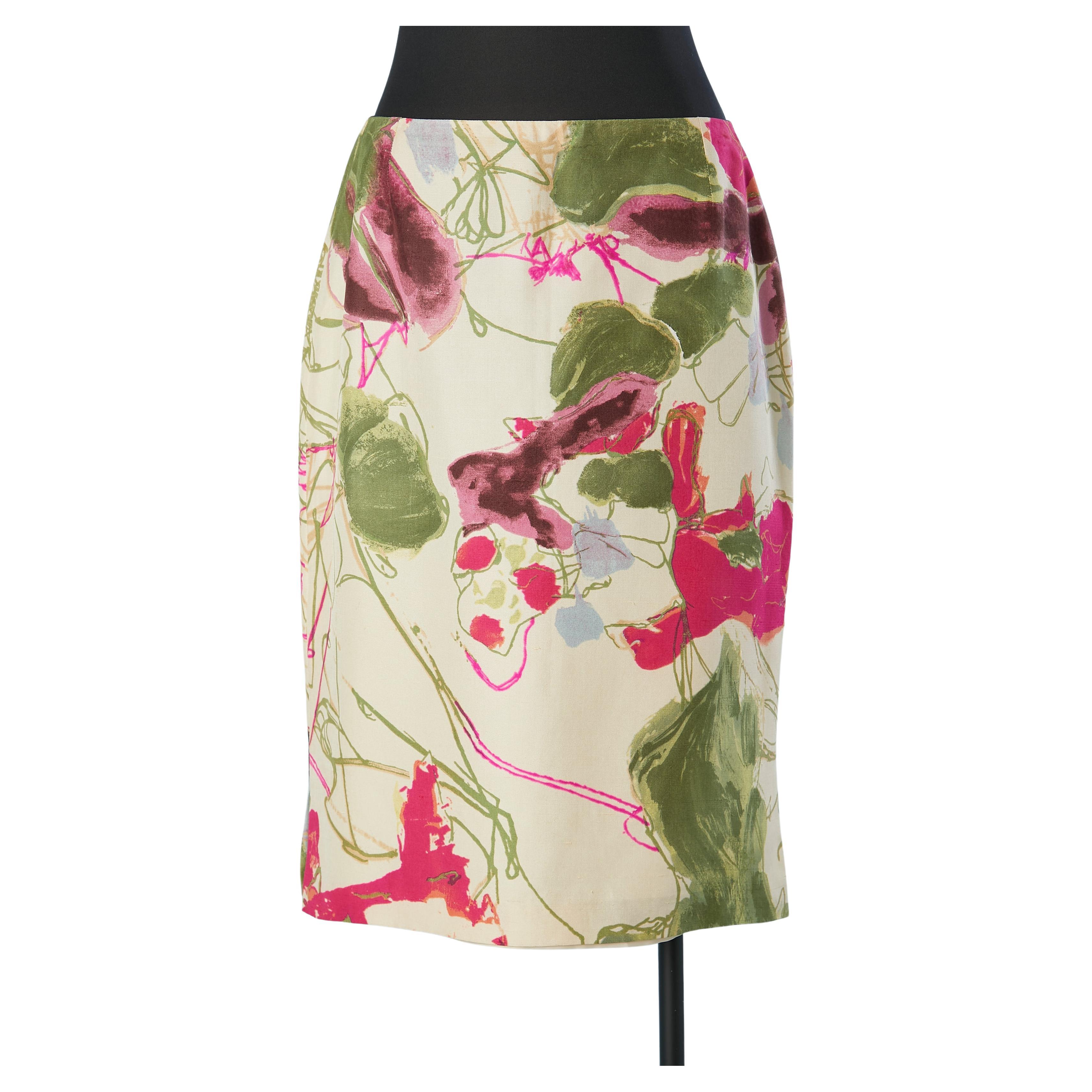 Silk skirt with abstract print Christian Lacroix Bazar  For Sale