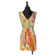 Silk sleeveless printed mini dress YVES SAINT LAURENT RIVE GAUCHE
