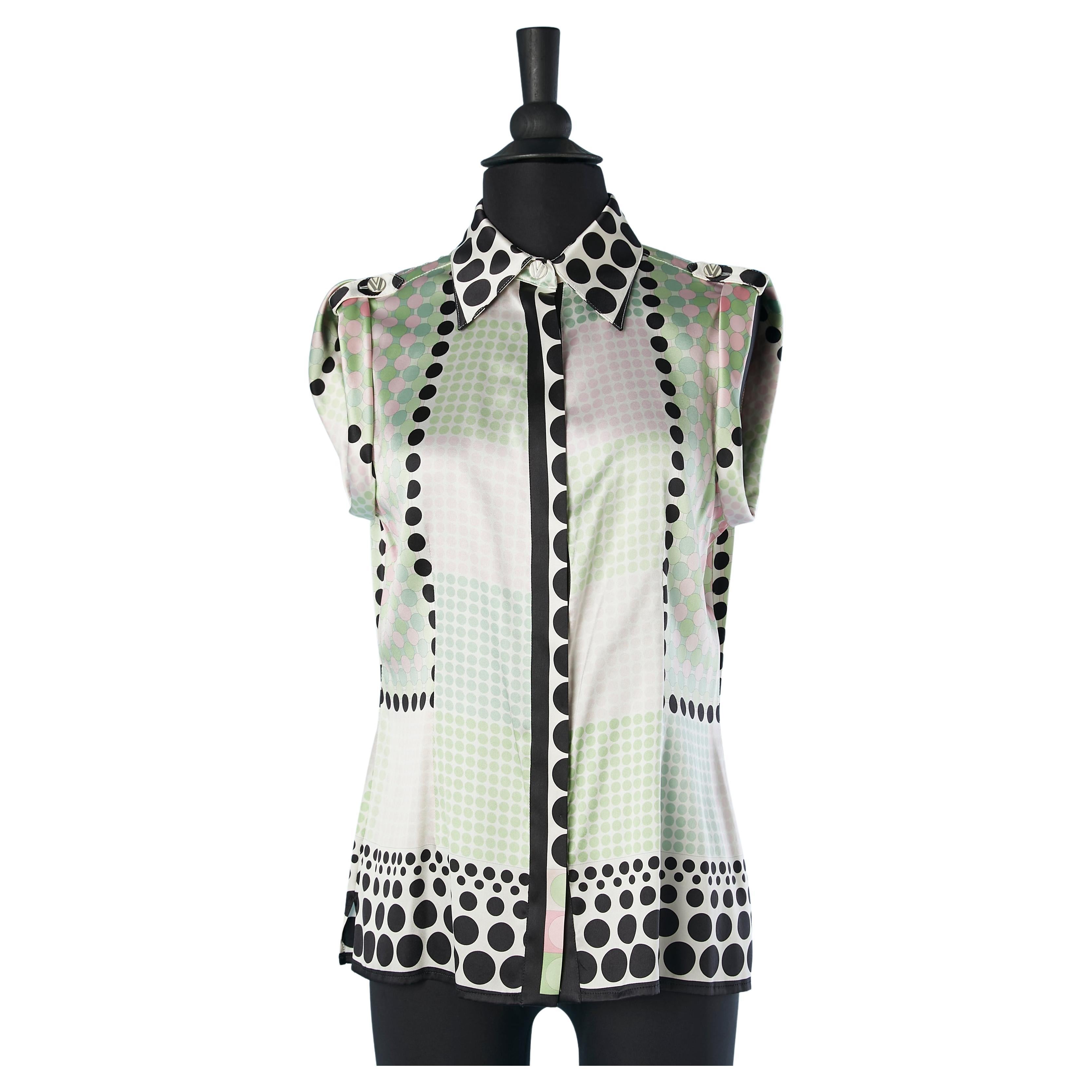 Silk sleeveless with polka-dots print and branded buttons Versace For ...