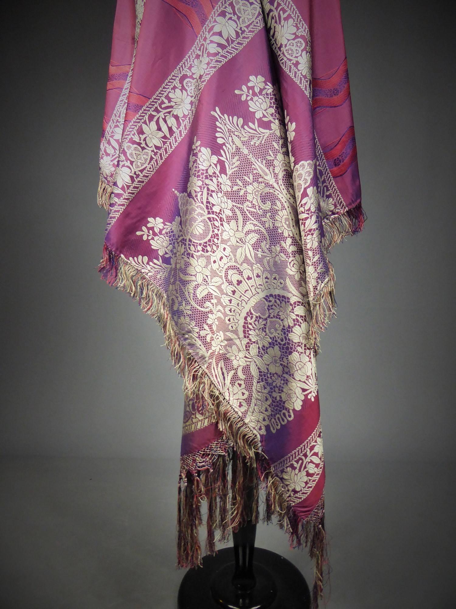 19th century Silk Stole With Lace design, Lyon France 1