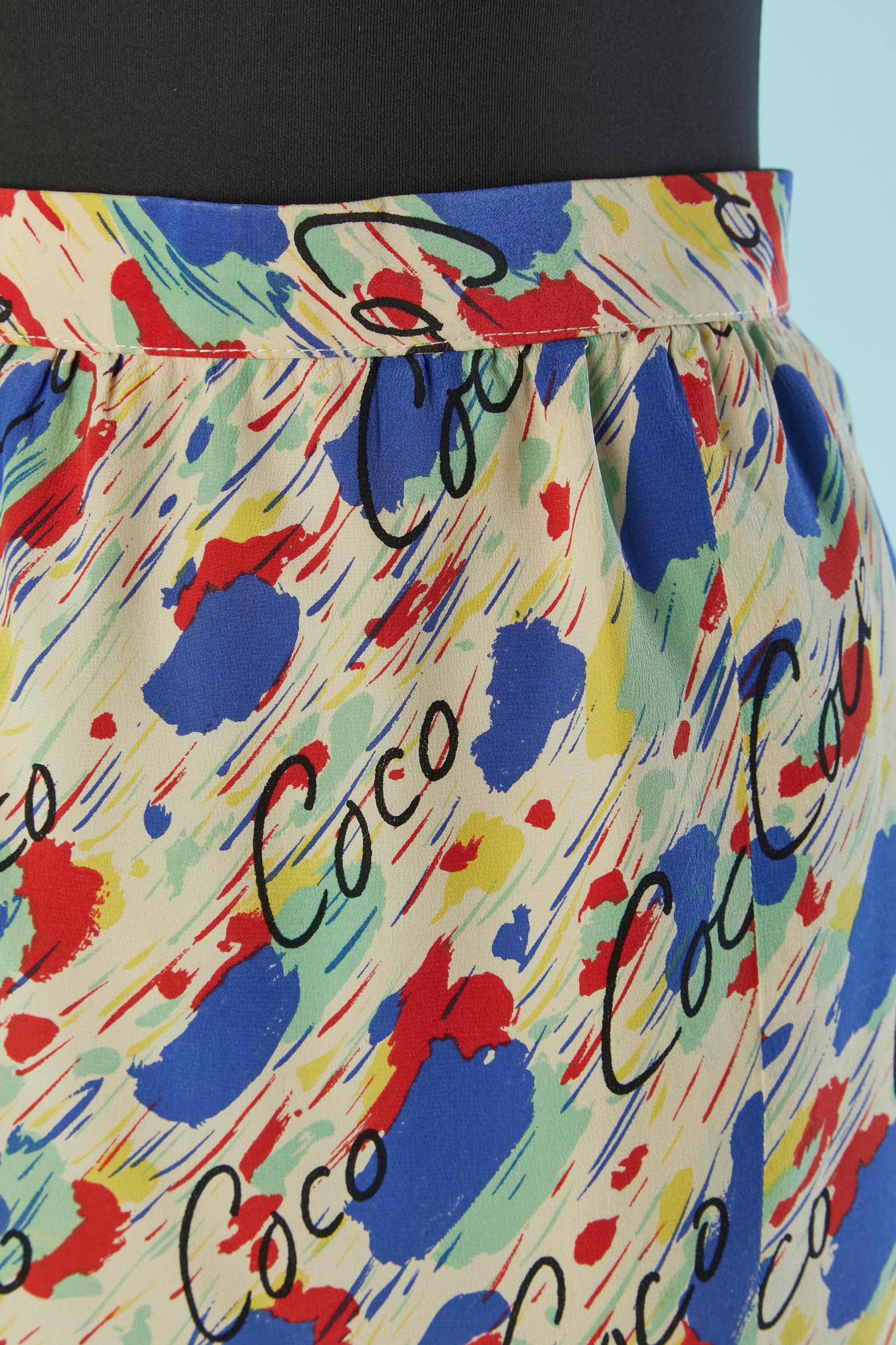 Falda de seda con estampado 