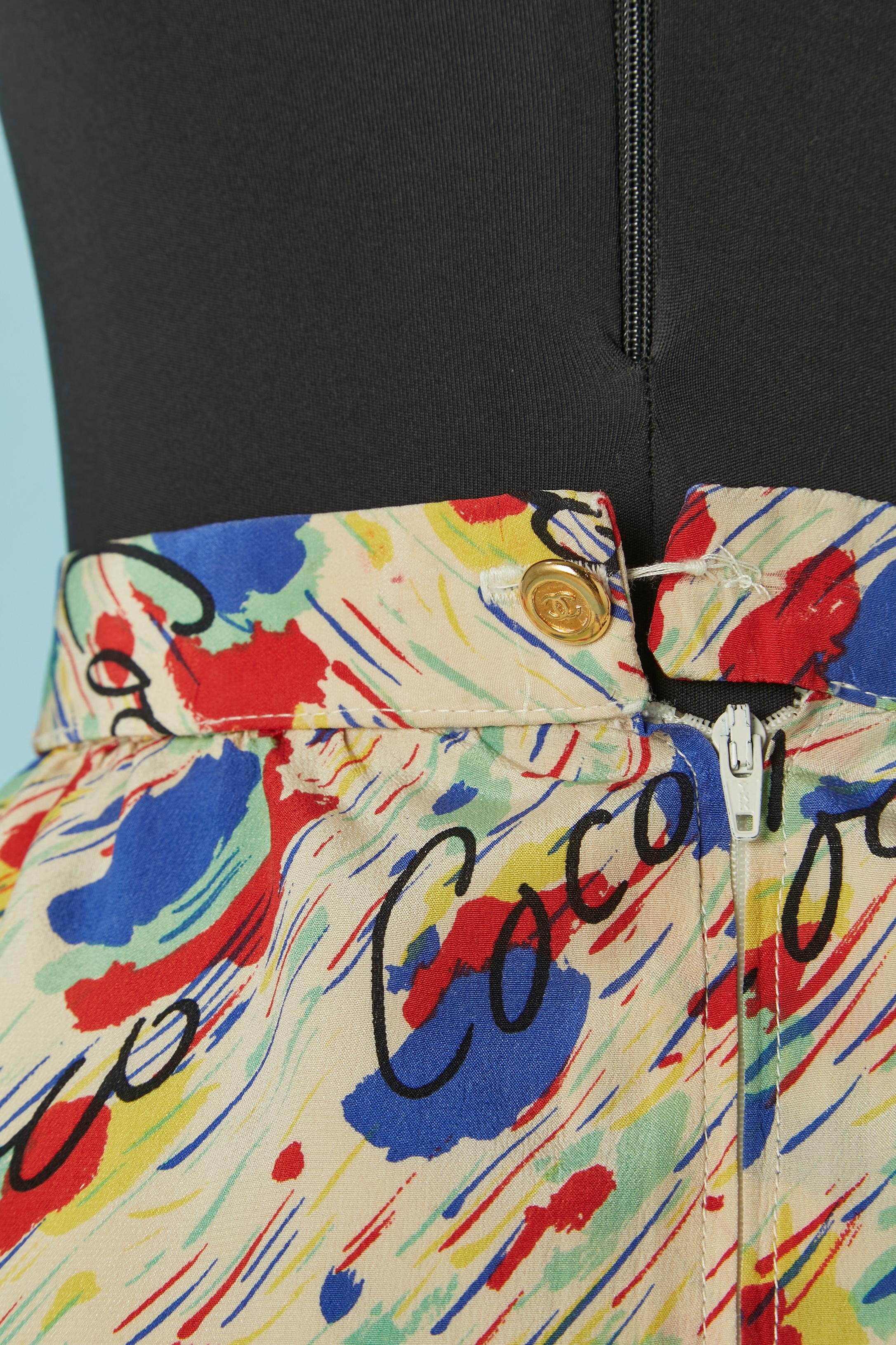 De las mujeres Falda recta de seda con estampado 