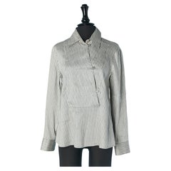 Camicia in seta a righe con linea asimmetrica a bottoni ARMANI COLLEZIONI