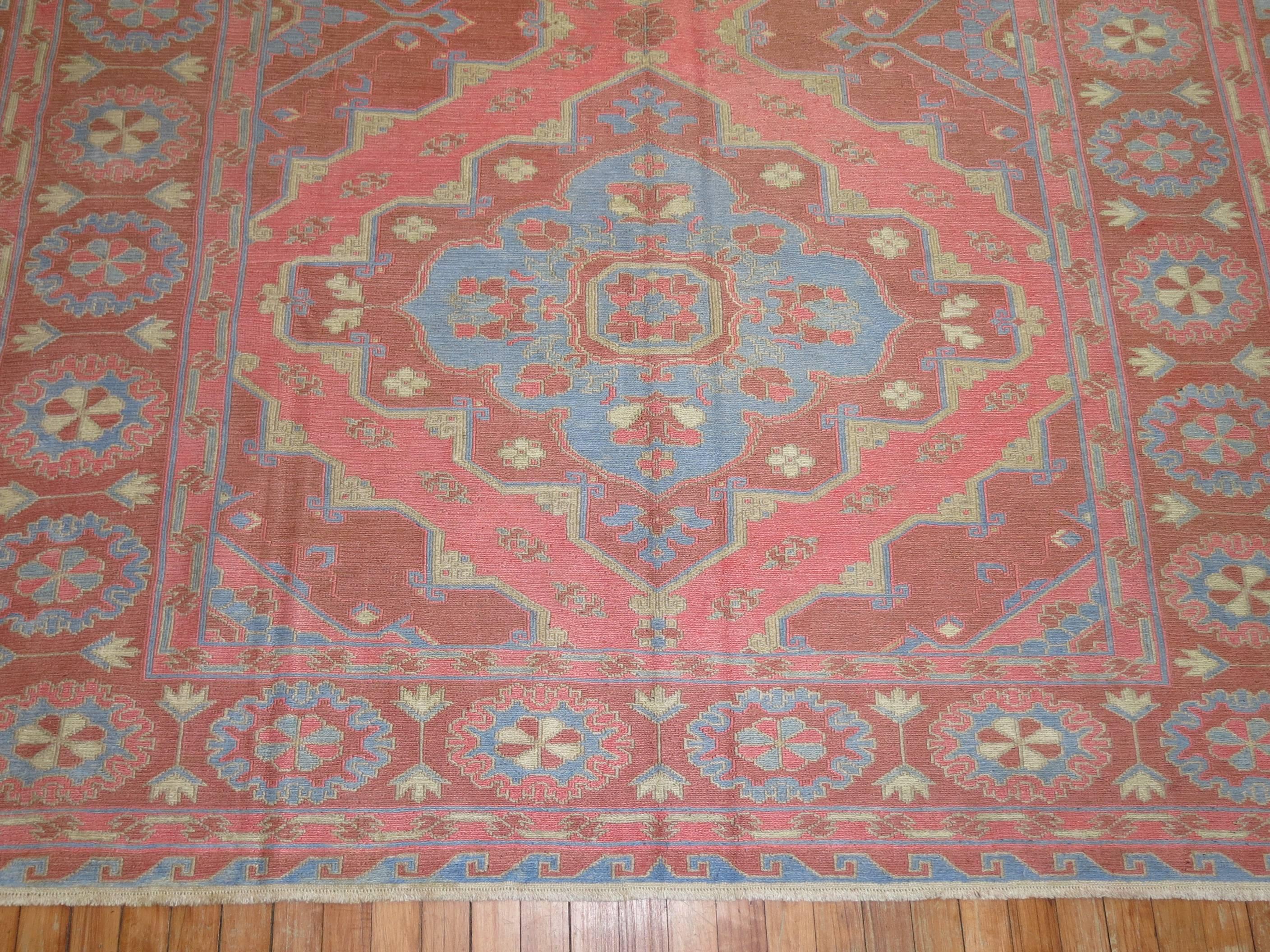 Pink Vintage Turkish Kilim Rug 4